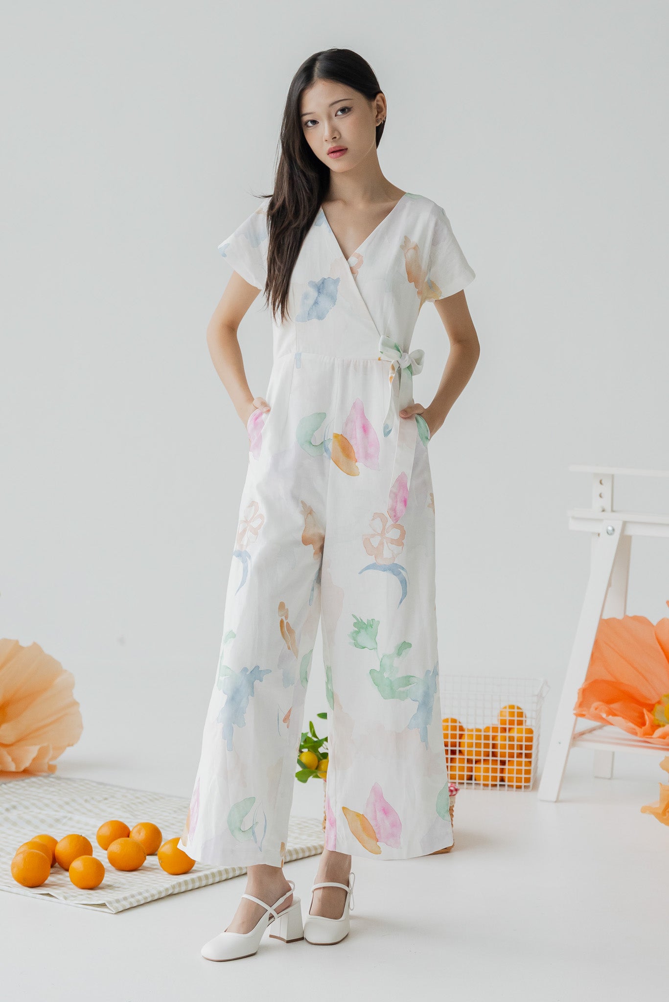 Garden of Eden Wrap Linen Jumpsuit