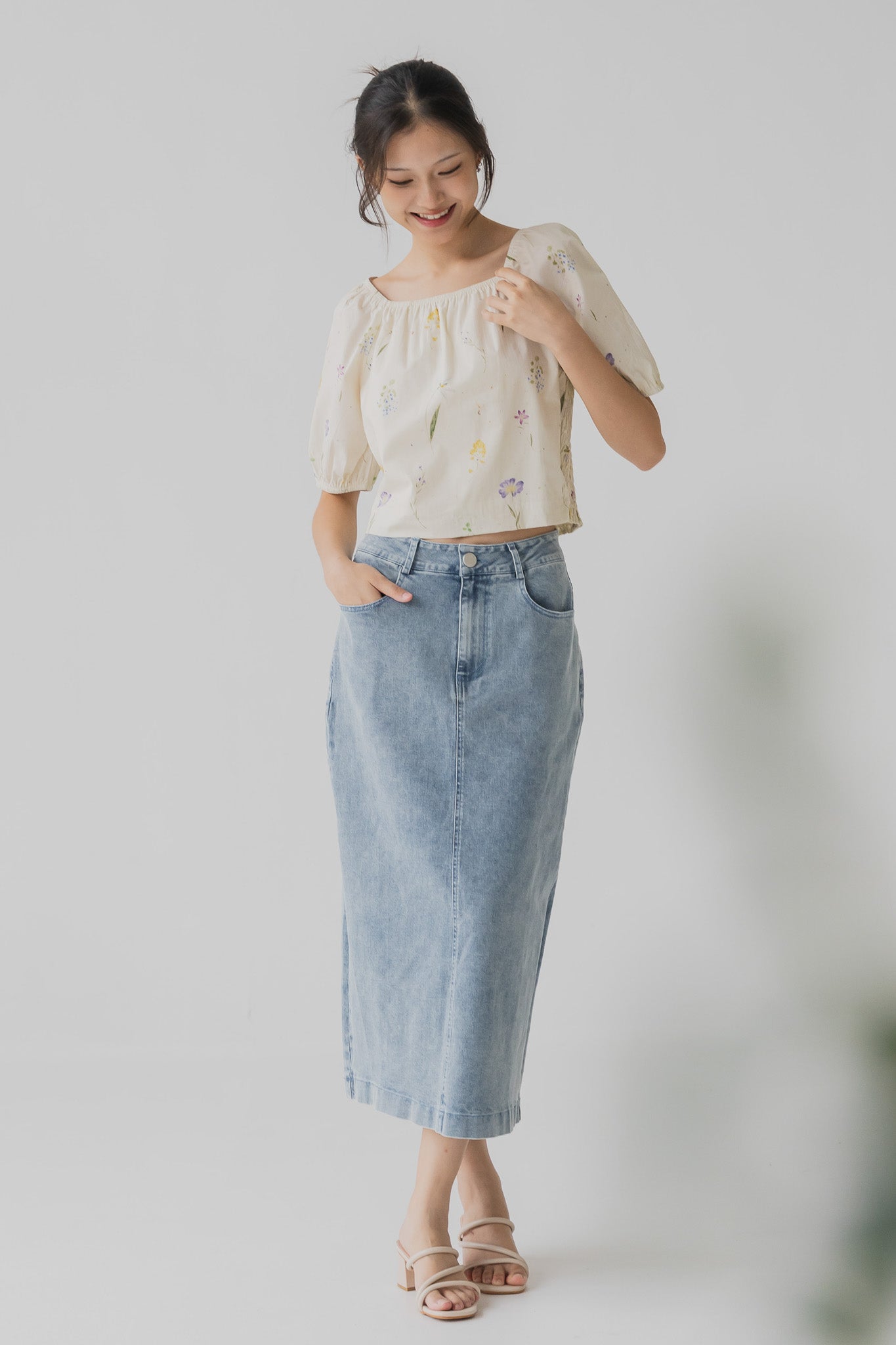 Hana Floral Print Ruched Blouse