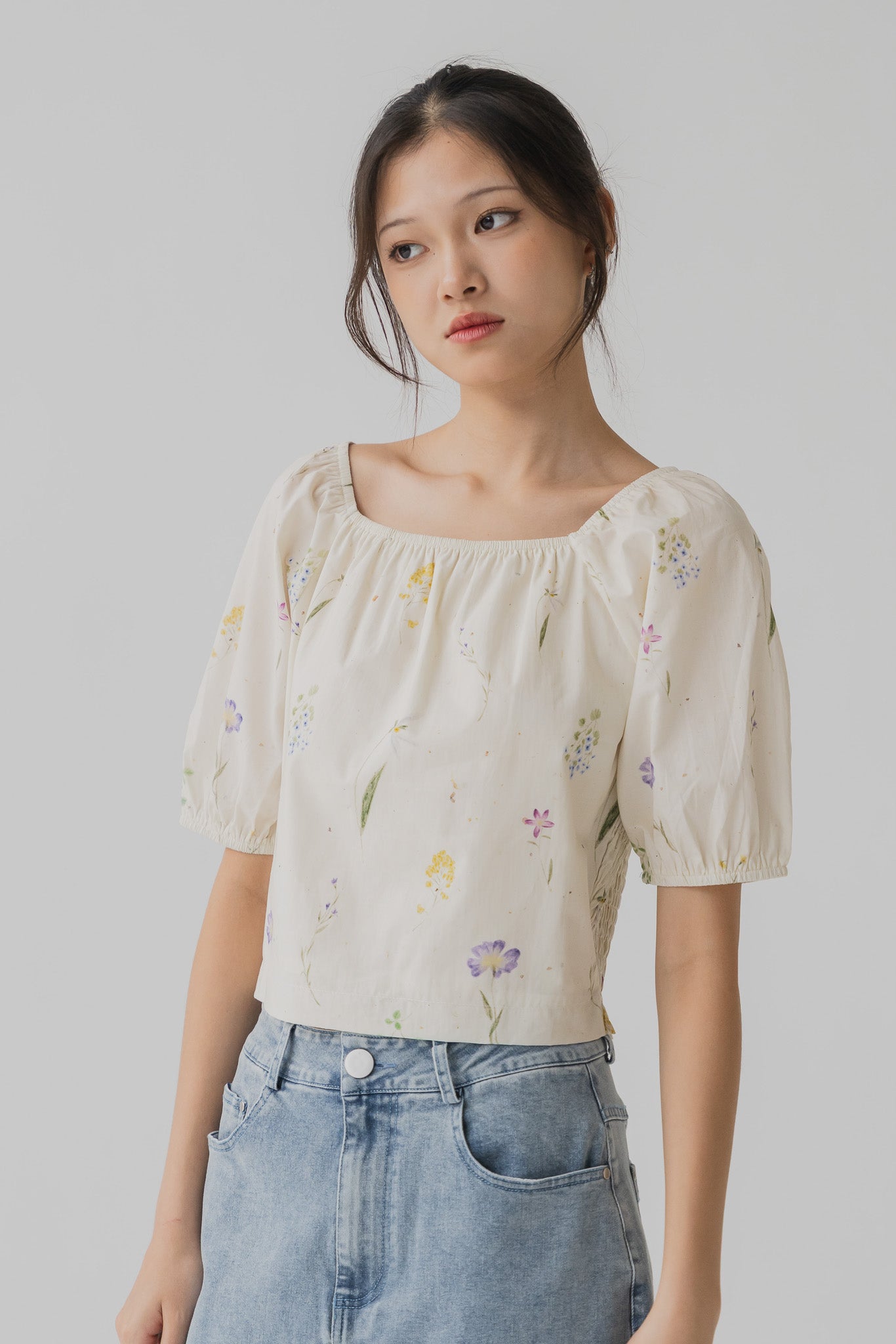 Hana Floral Print Ruched Blouse