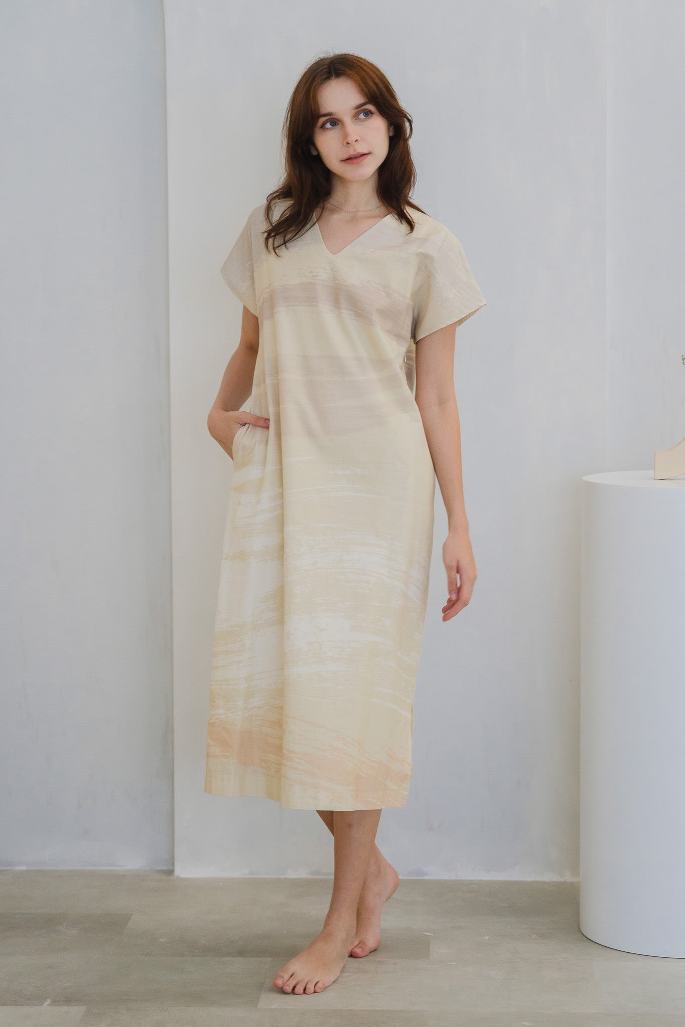 All In Good Time Kaftan Linen Dress in Bliss