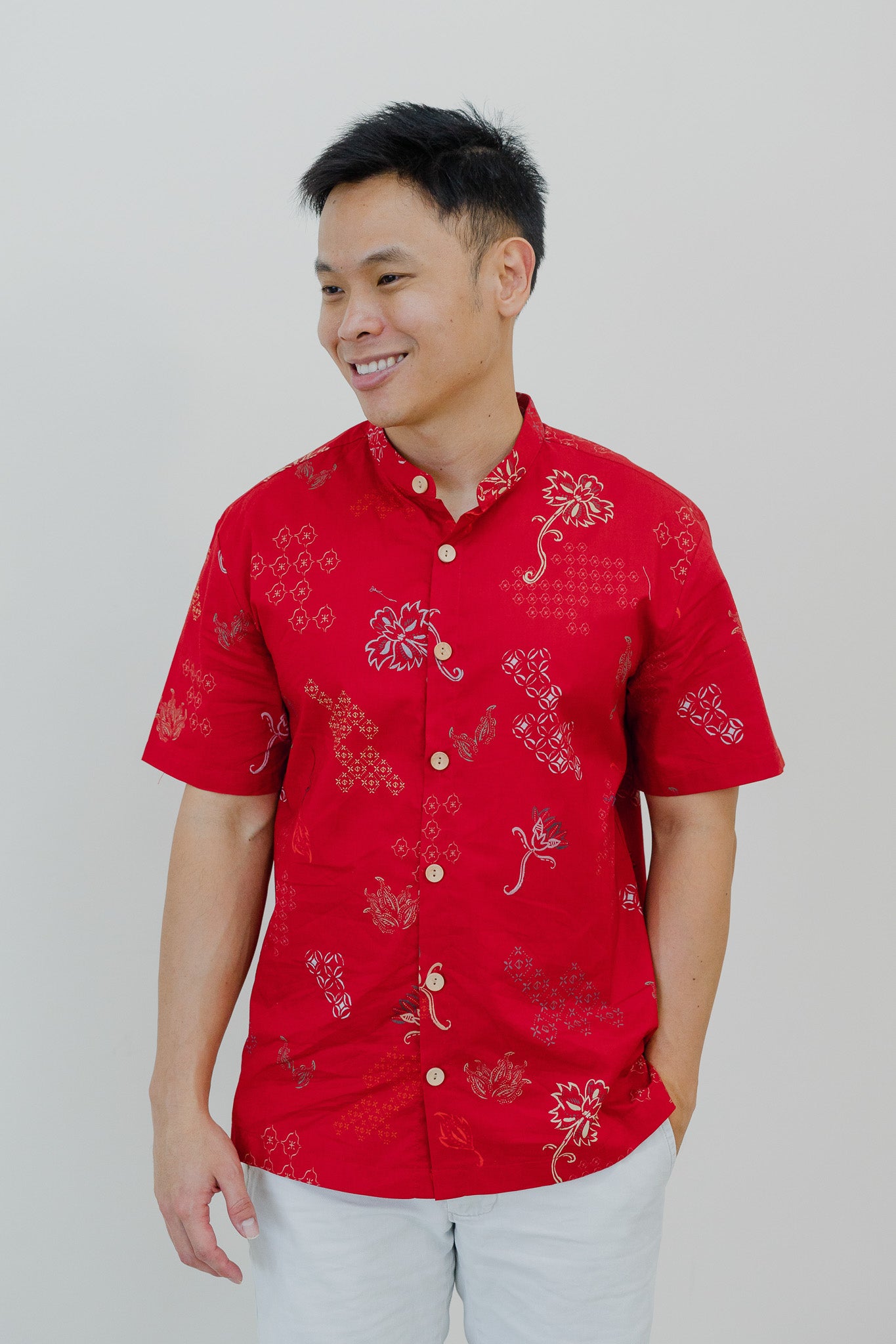 In Perfect Harmony Mandarin Collar Men's Shirt in Yin