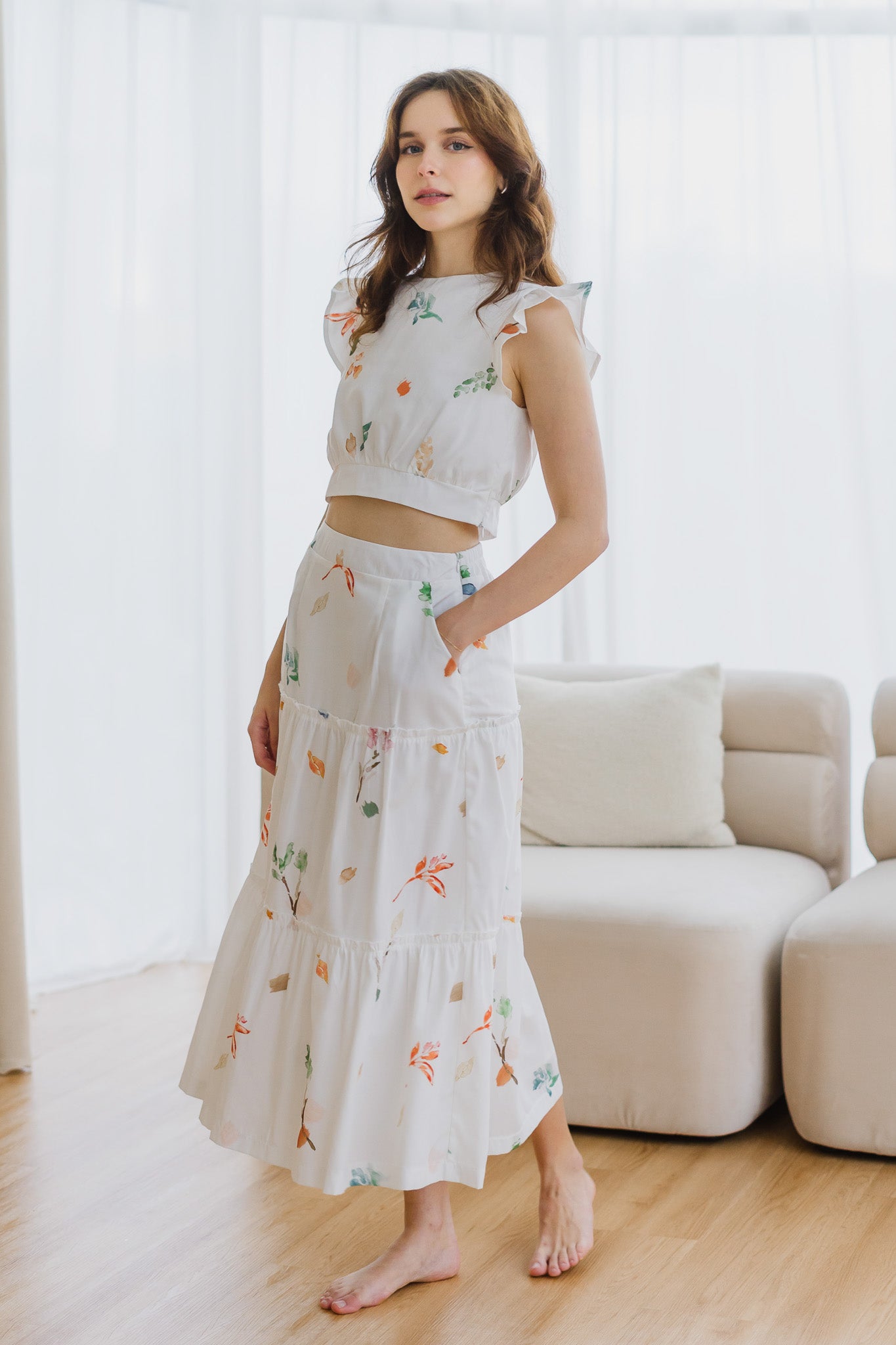 Fall In Love Tiered Maxi Skirt in Glow