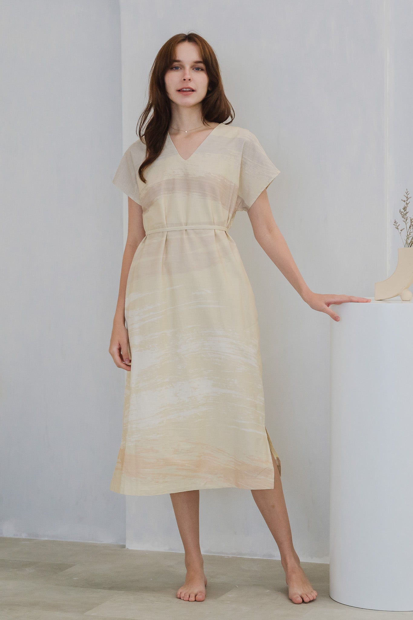 All In Good Time Kaftan Linen Dress in Bliss