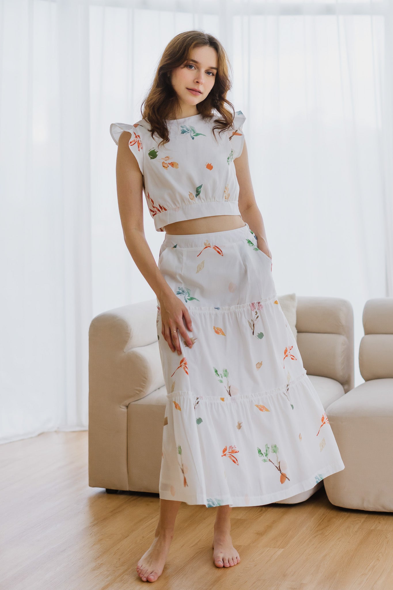 Fall In Love Tiered Maxi Skirt in Glow