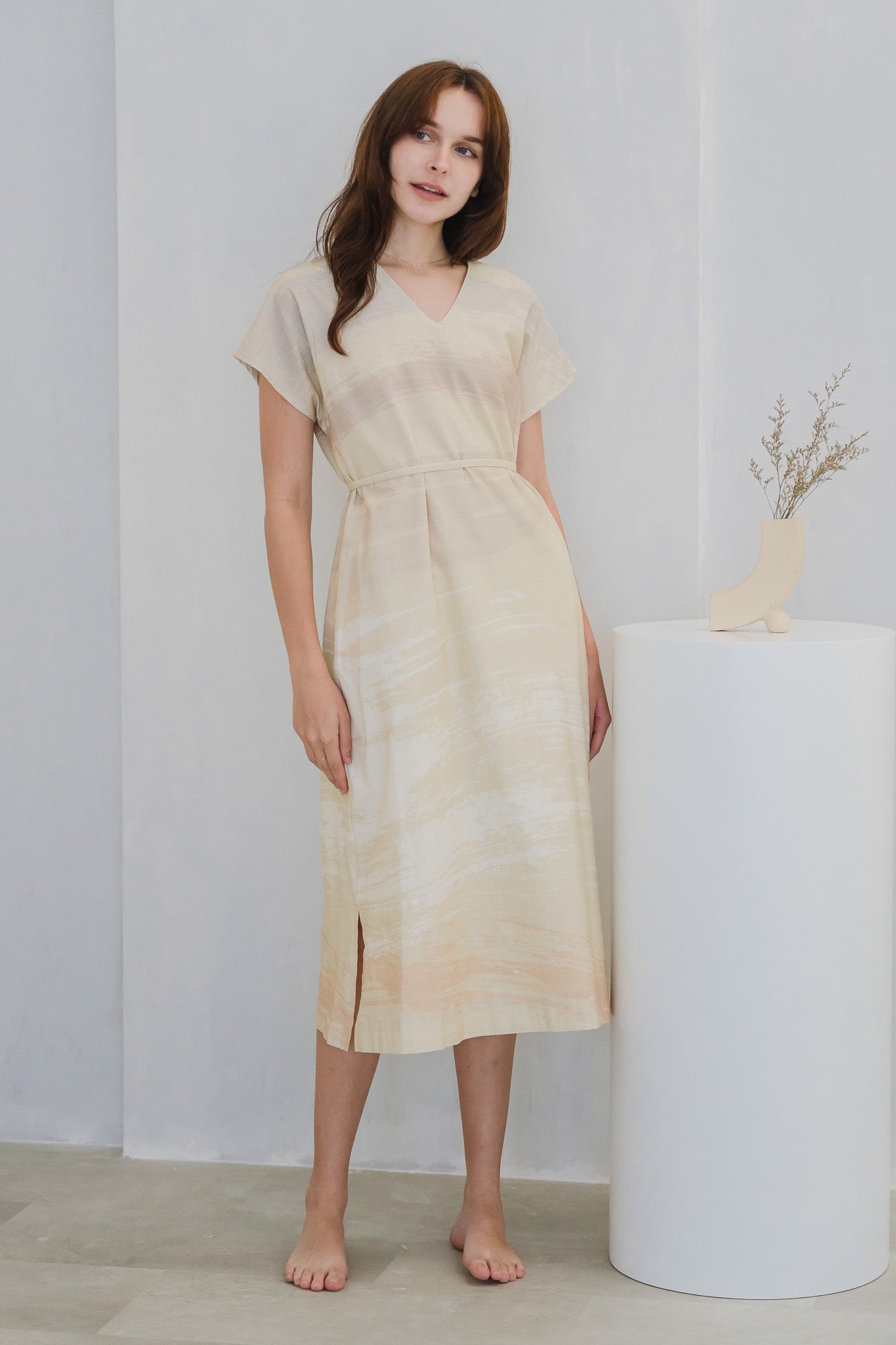 All In Good Time Kaftan Linen Dress in Bliss