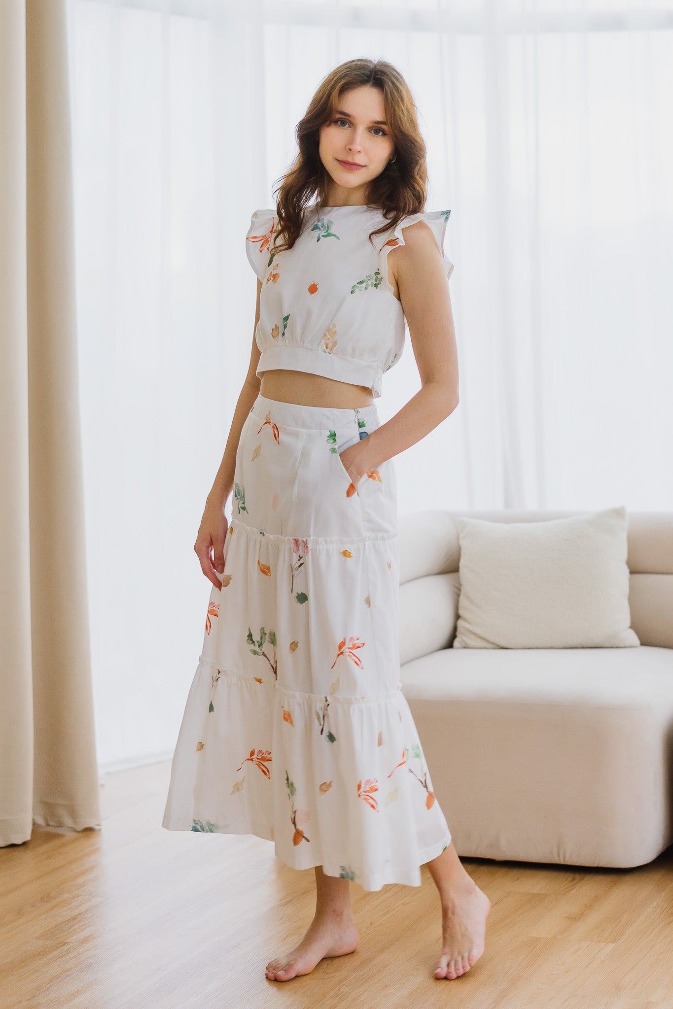 Fall In Love Tiered Maxi Skirt in Glow