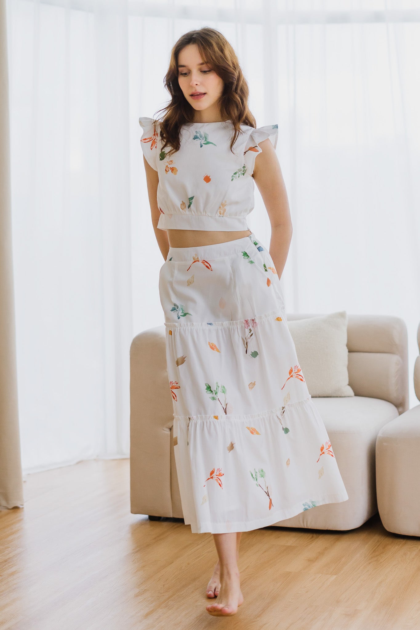 Fall In Love Tiered Maxi Skirt in Glow