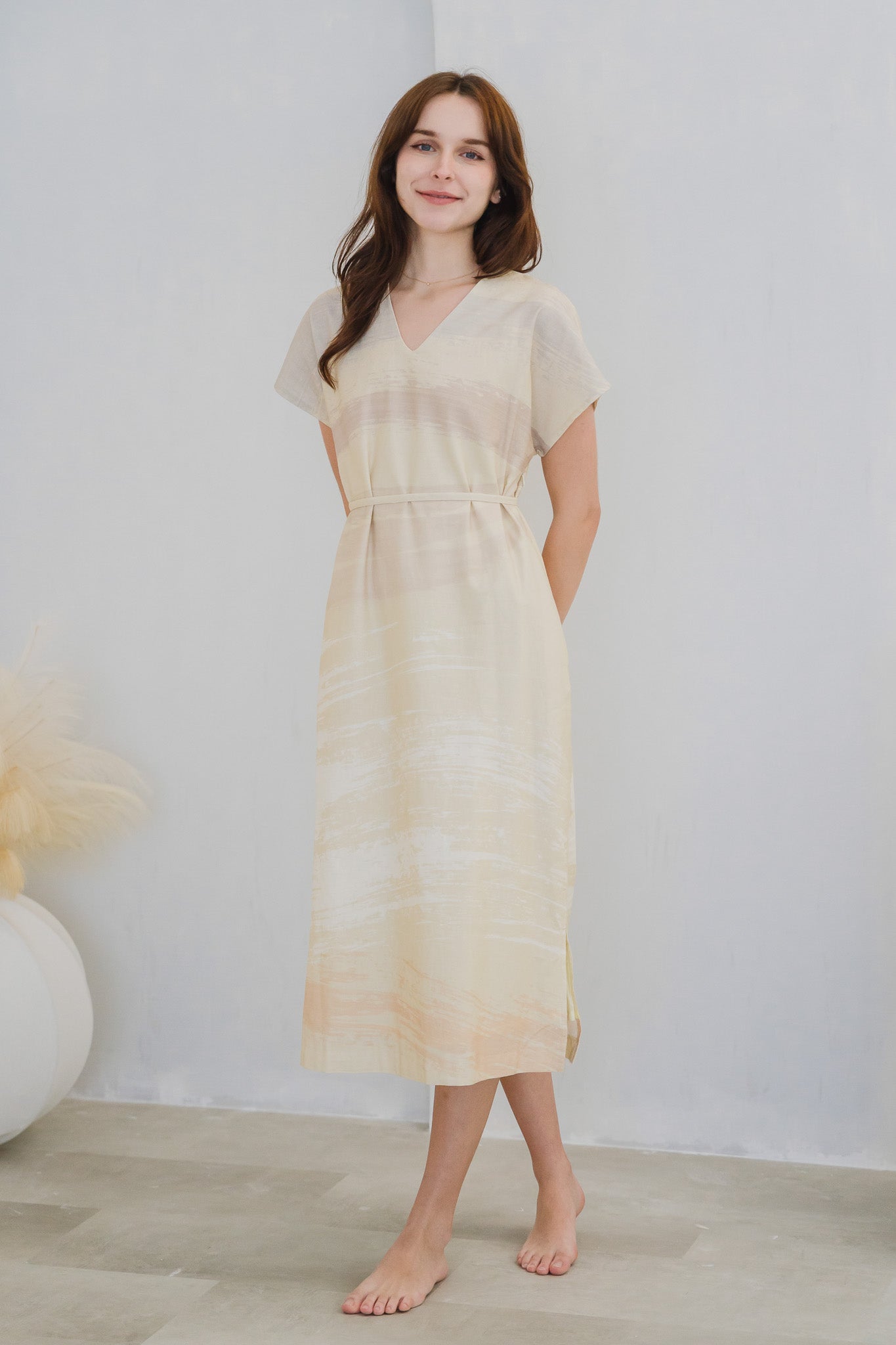 All In Good Time Kaftan Linen Dress in Bliss