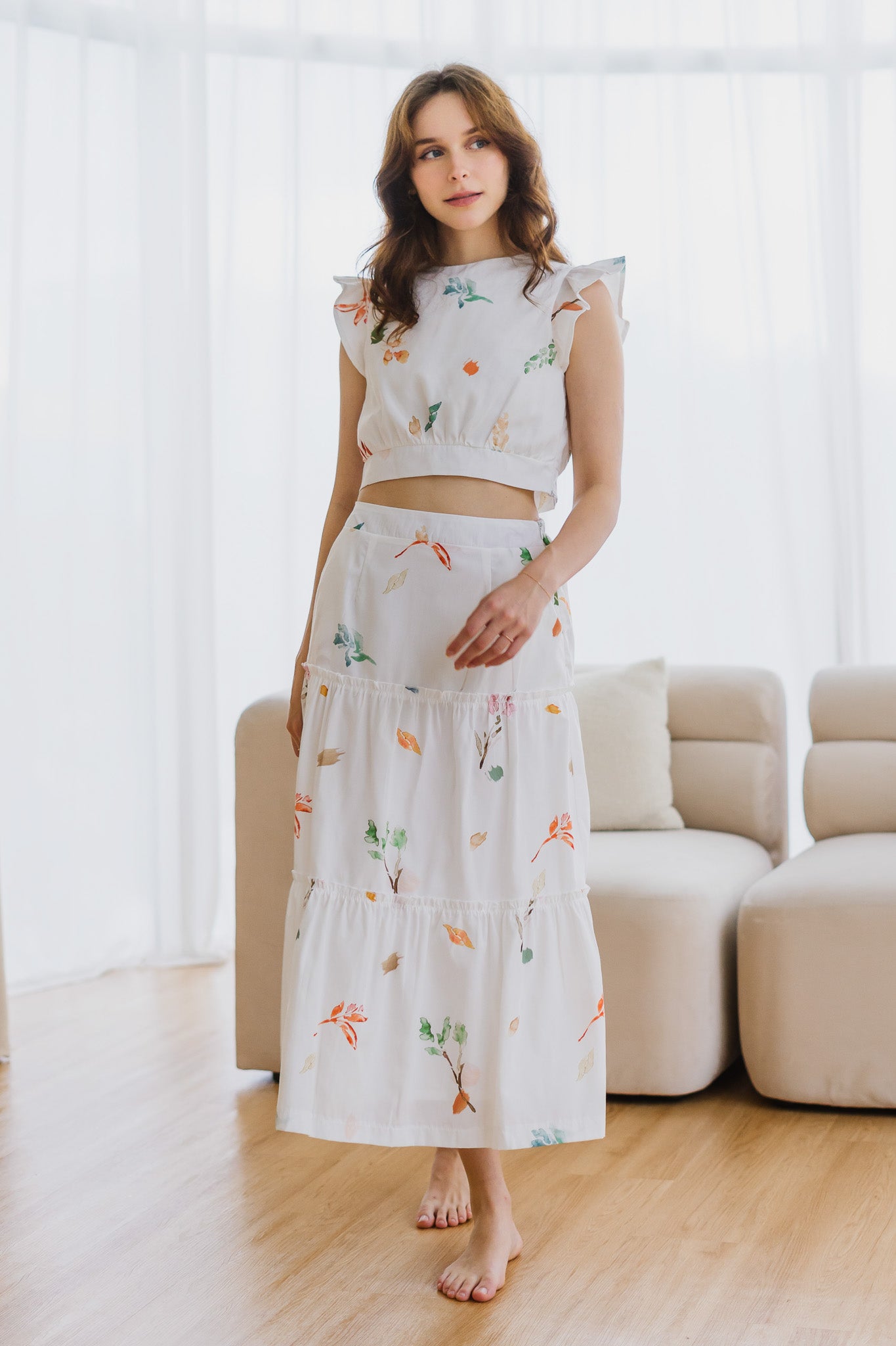 Fall In Love Tiered Maxi Skirt in Glow