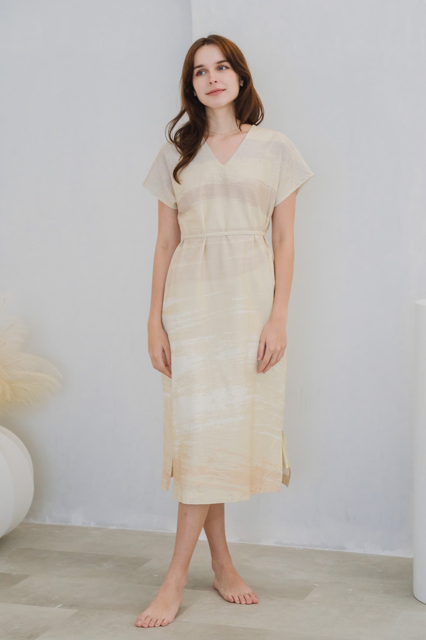 All In Good Time Kaftan Linen Dress in Bliss