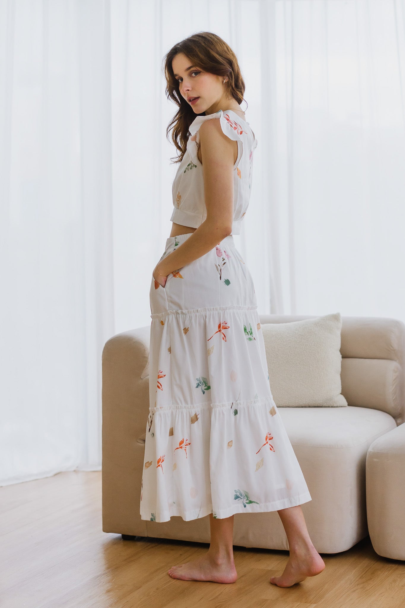 Fall In Love Tiered Maxi Skirt in Glow