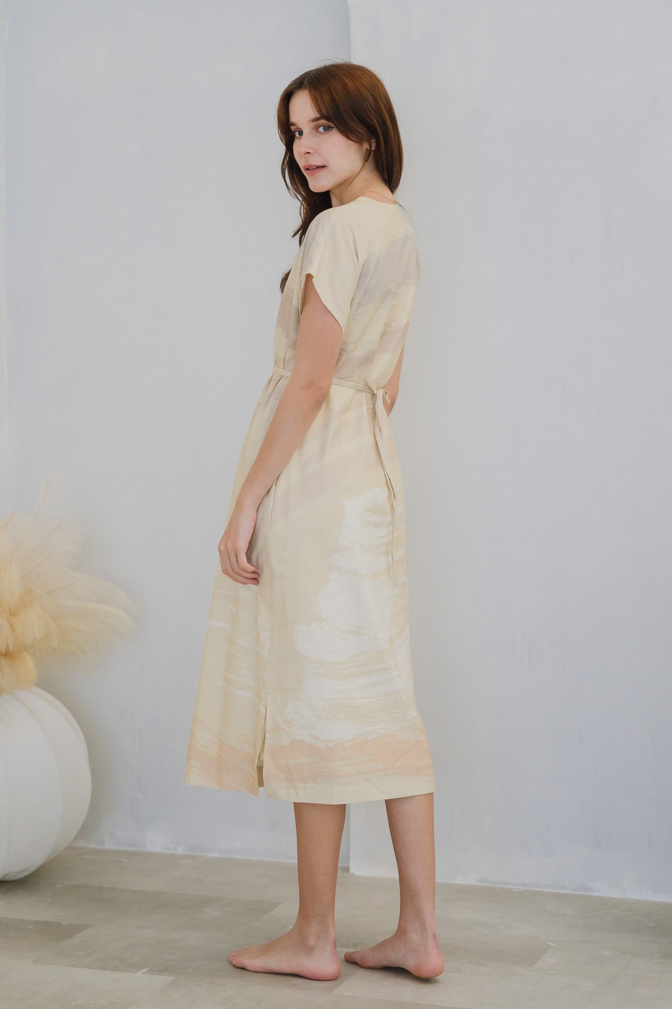 All In Good Time Kaftan Linen Dress in Bliss