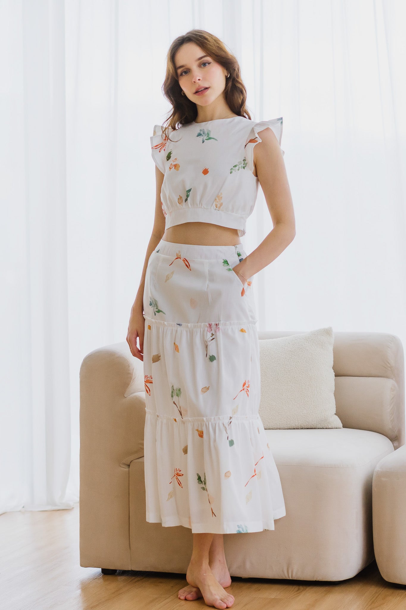 Fall In Love Tiered Maxi Skirt in Glow