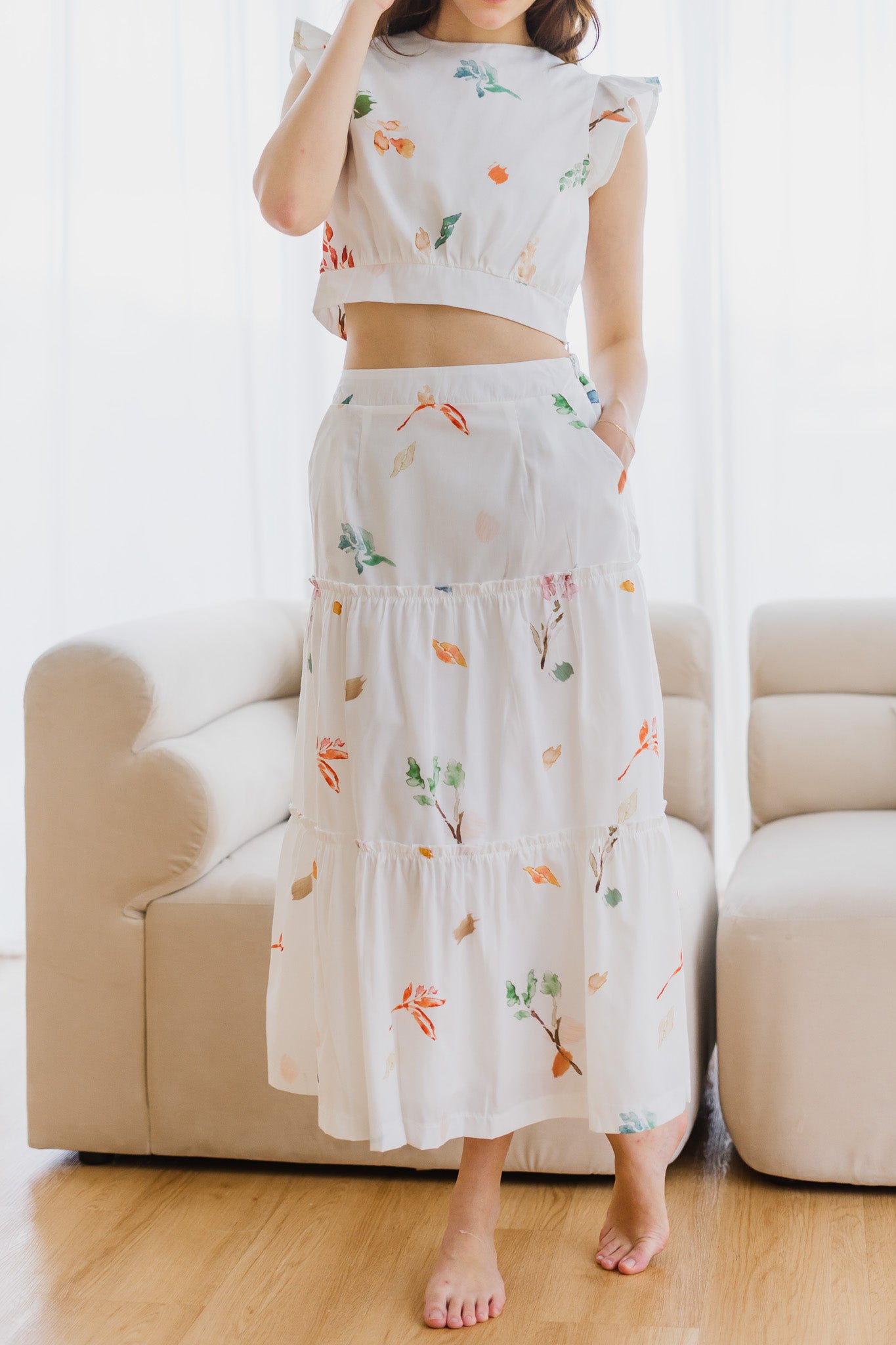 Fall In Love Tiered Maxi Skirt in Glow