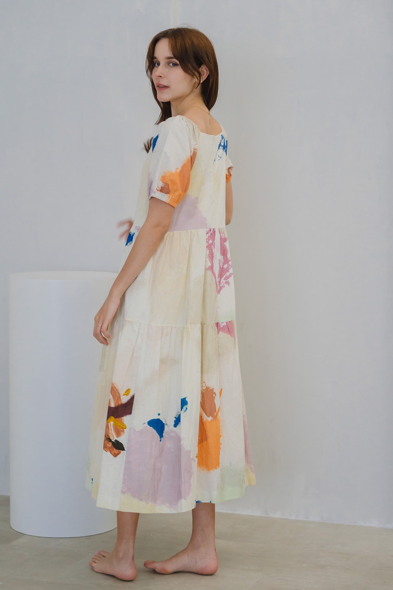 Life On A Canvas II Sleeved Tiered Dress in Radiance