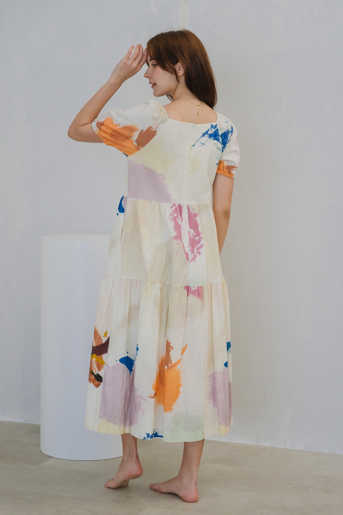 Life On A Canvas II Sleeved Tiered Dress in Radiance