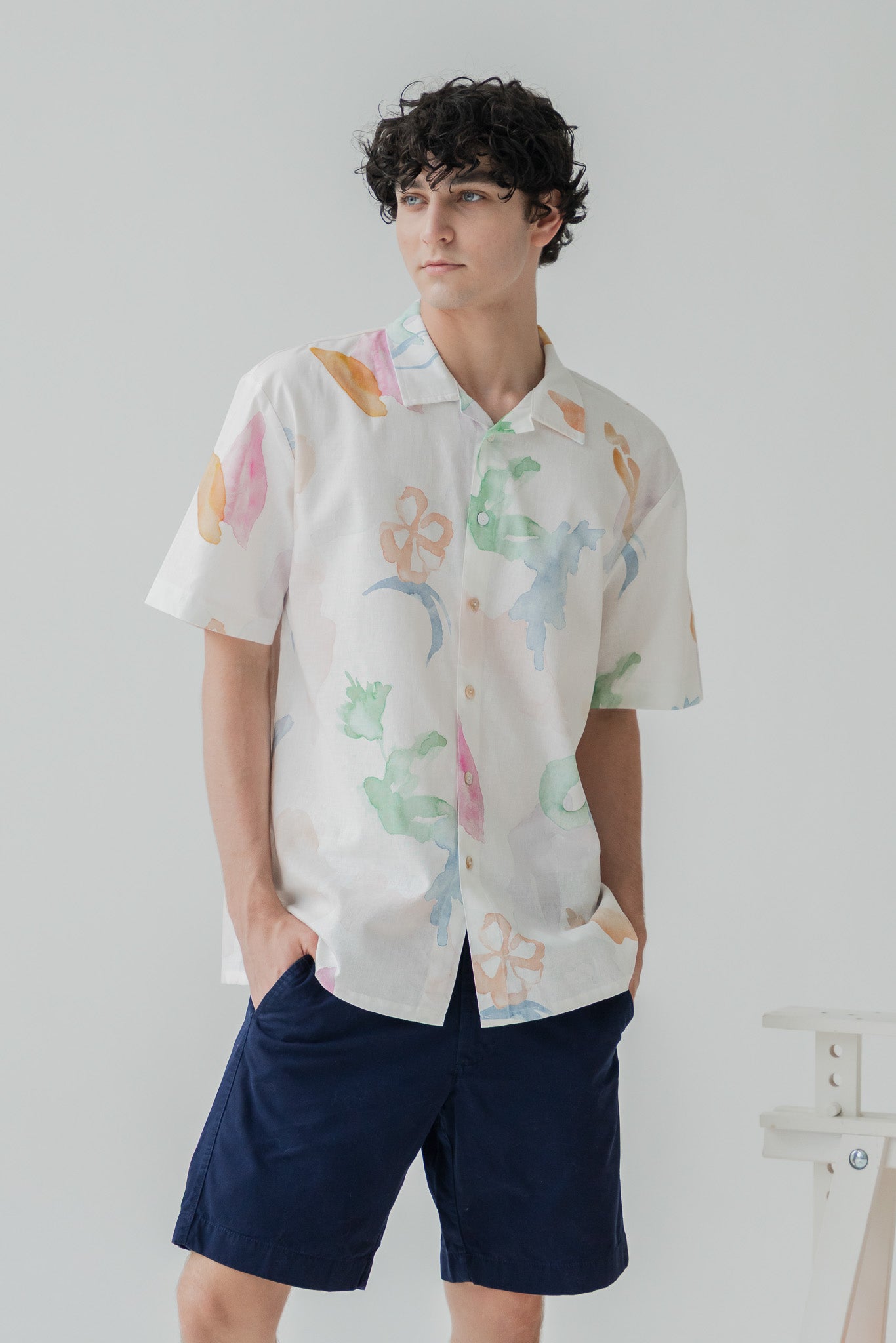 Garden of Eden Men's Camp Collar Linen Shirt