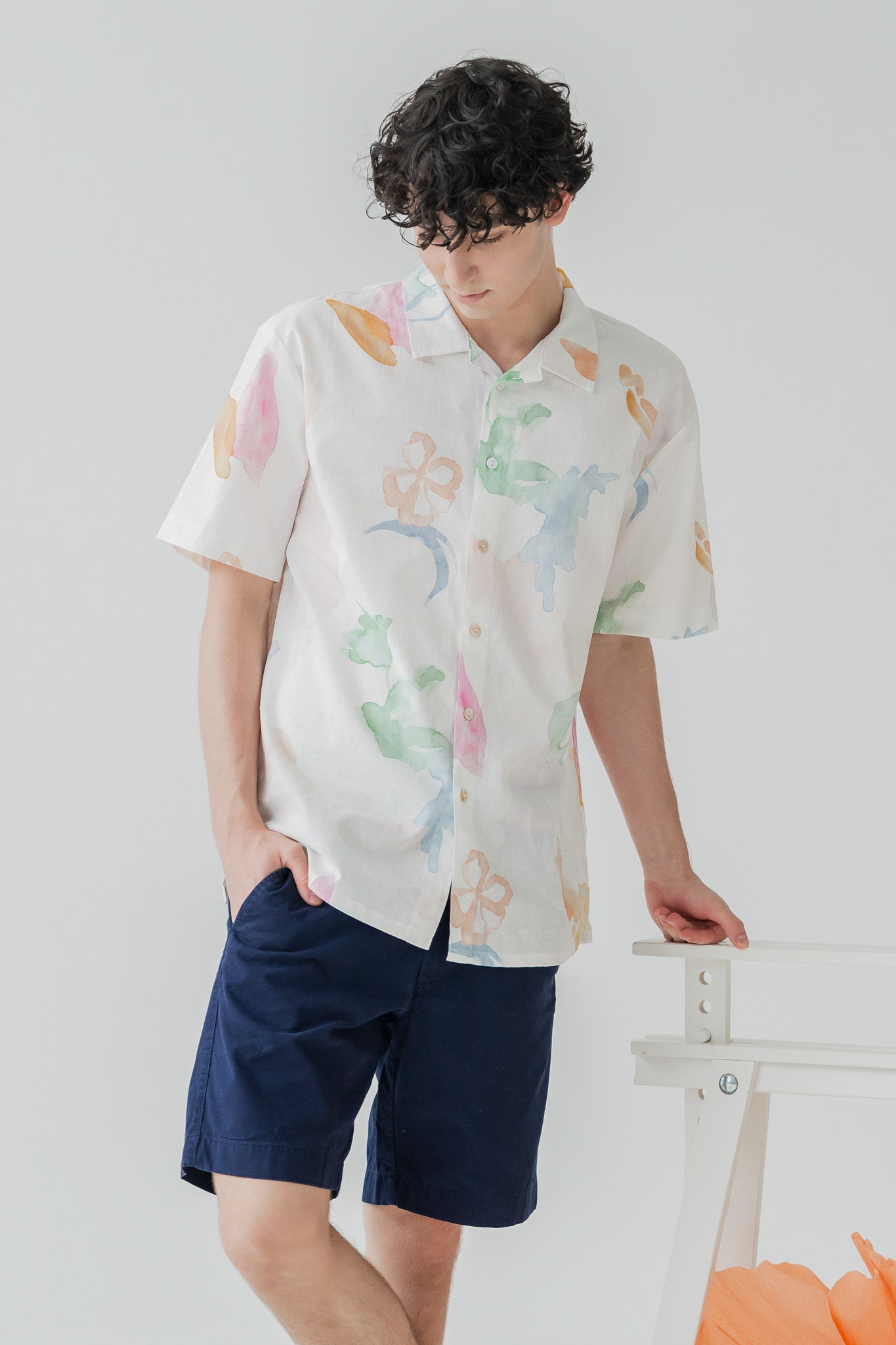 Garden of Eden Men's Camp Collar Linen Shirt