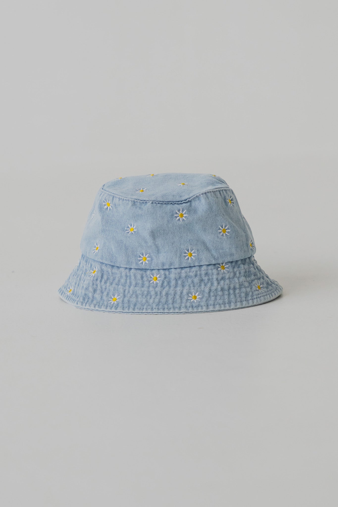 Floral Denim Hat in Light Wash