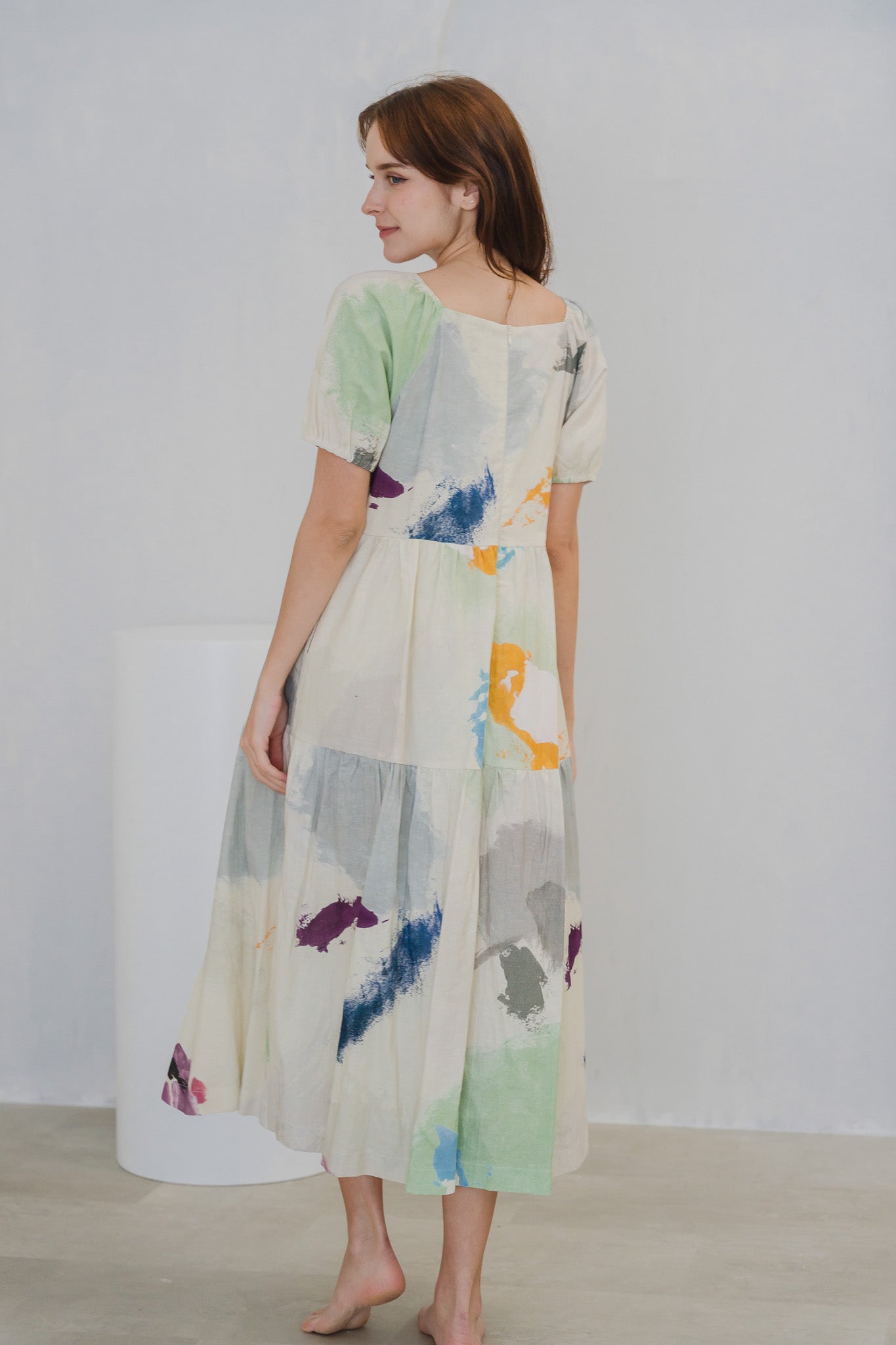 Life On A Canvas II Sleeved Tiered Dress in Harmony