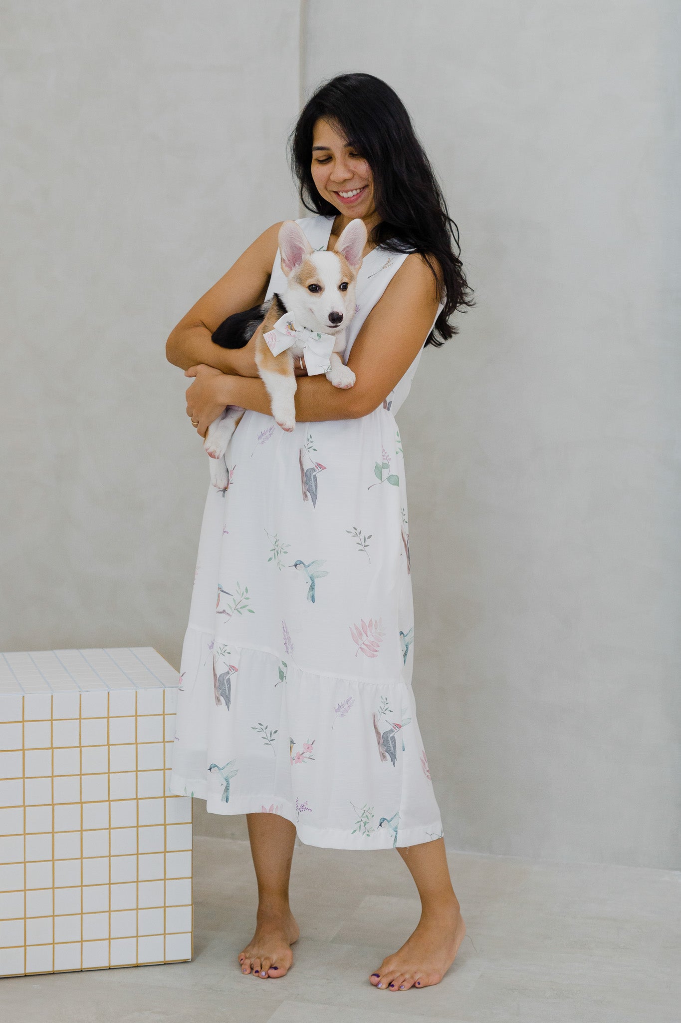 Birds Of Paradise Pet Bow in Dove