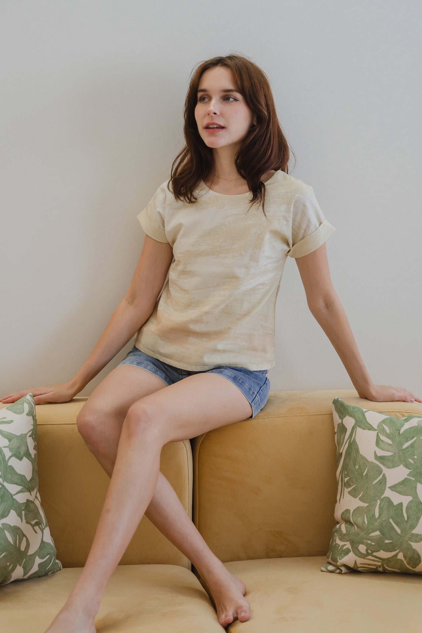 All In Good Time Cap Sleeve Two-Way Linen Blouse in Bliss