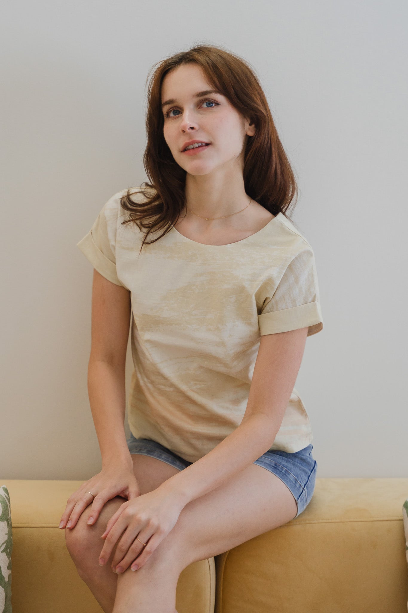 All In Good Time Cap Sleeve Two-Way Linen Blouse in Bliss