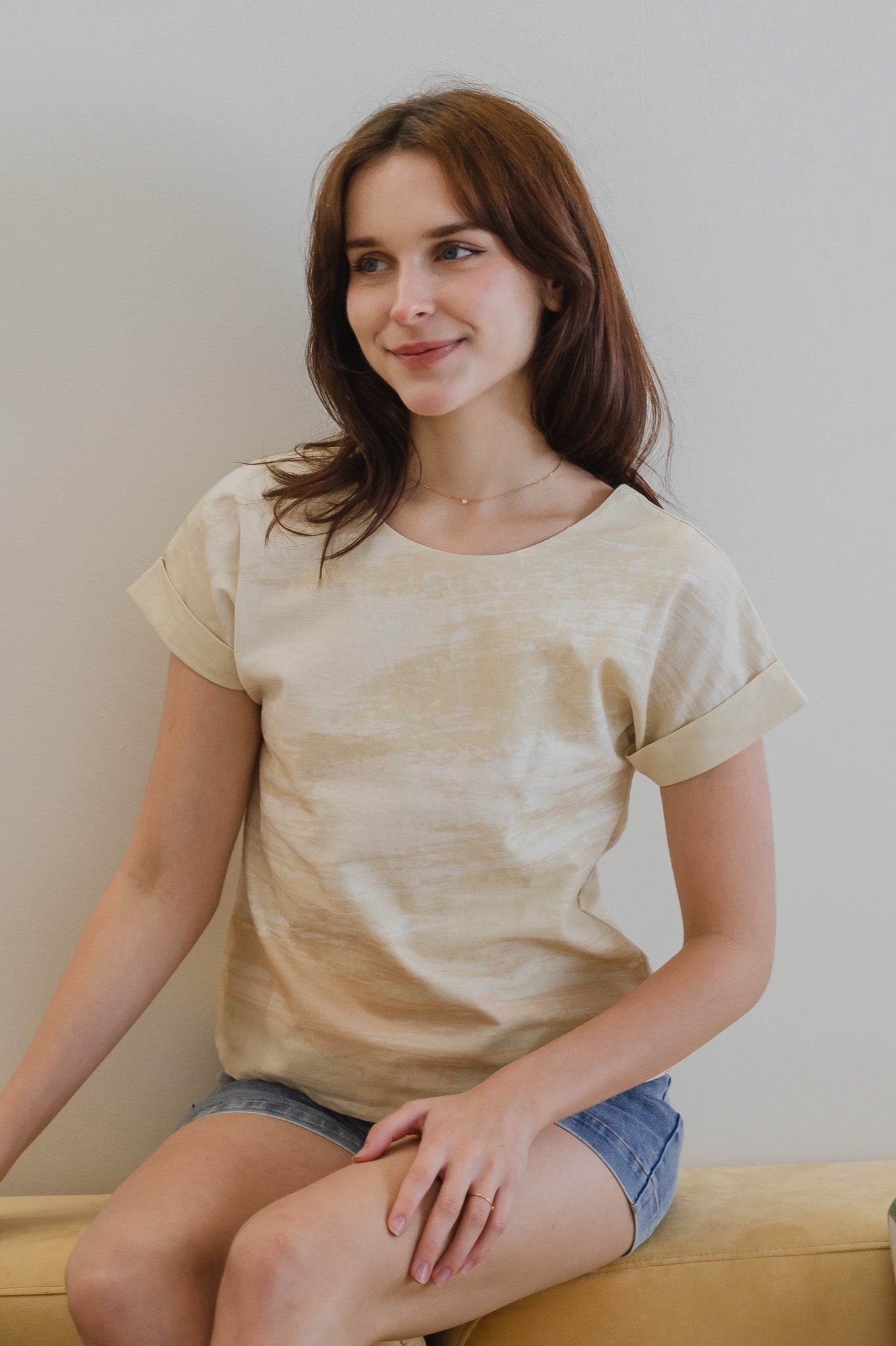 All In Good Time Cap Sleeve Two-Way Linen Blouse in Bliss