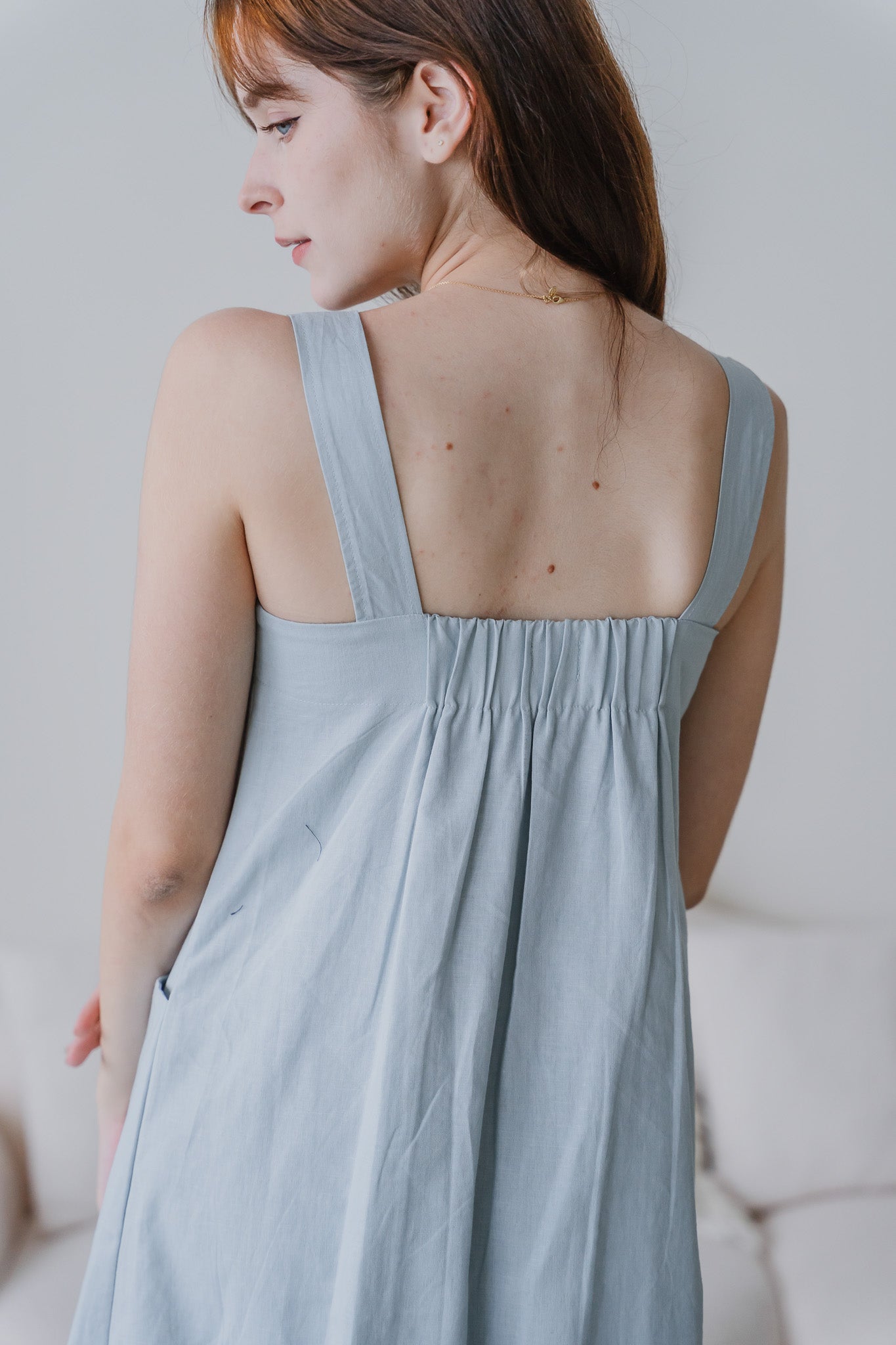 Piece of Cake Linen Tent Dress in Sky Blue