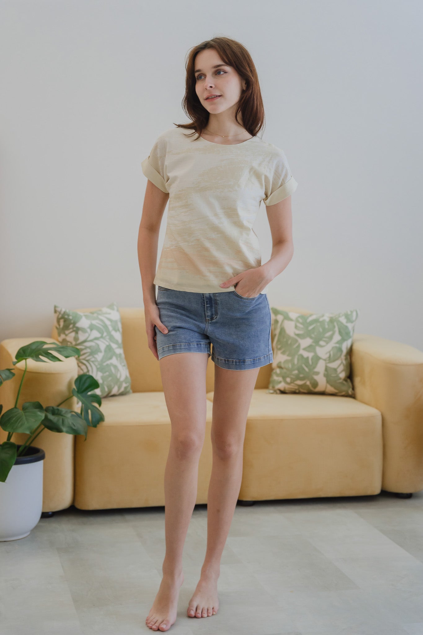 All In Good Time Cap Sleeve Two-Way Linen Blouse in Bliss