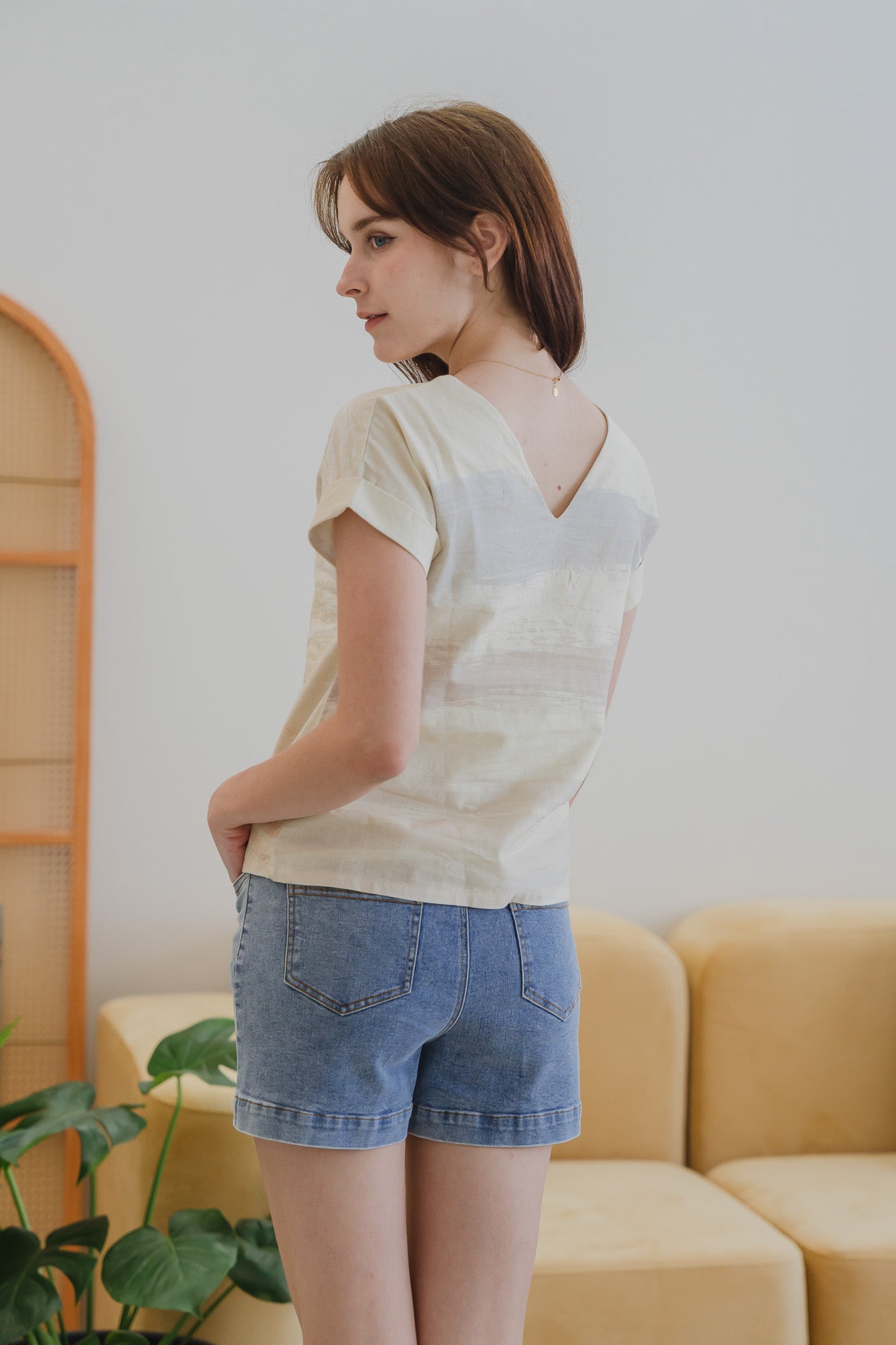 All In Good Time Cap Sleeve Two-Way Linen Blouse in Bliss