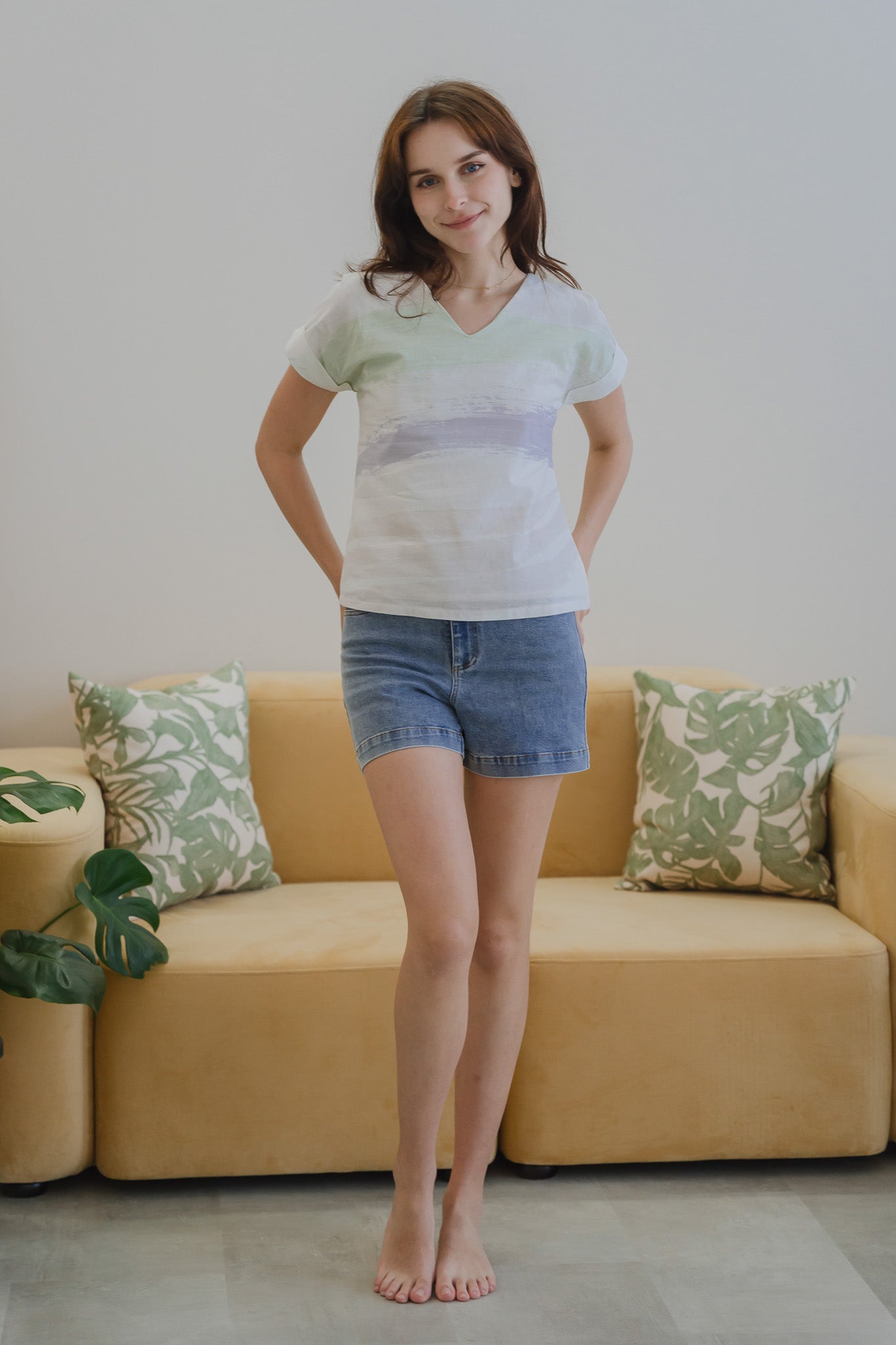 All In Good Time Cap Sleeve Two-Way Linen Blouse in Radiance