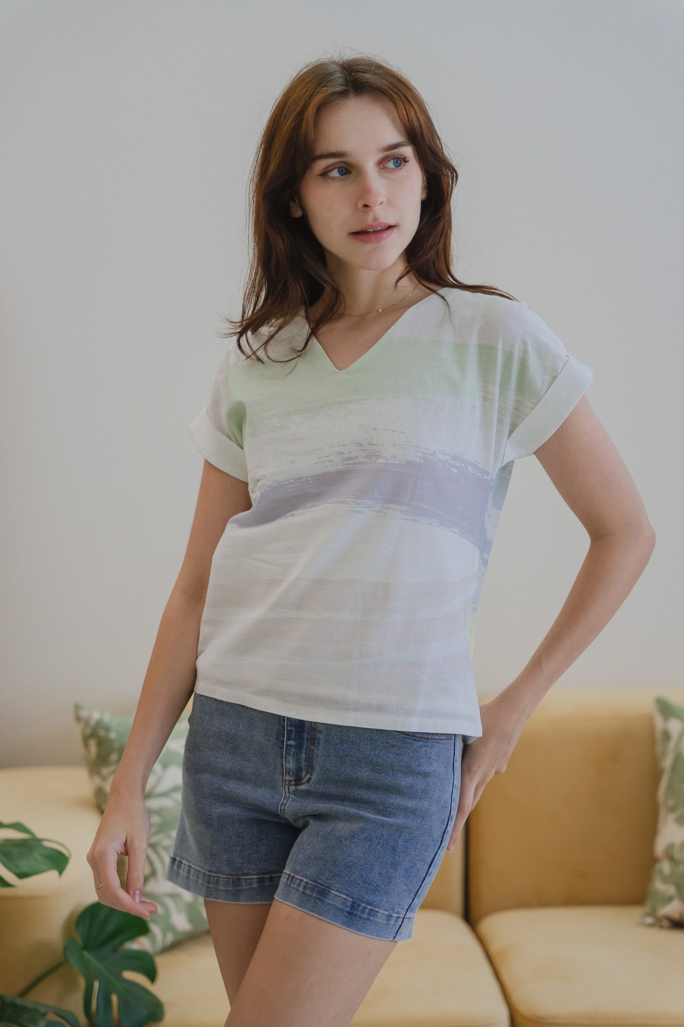 All In Good Time Cap Sleeve Two-Way Linen Blouse in Radiance