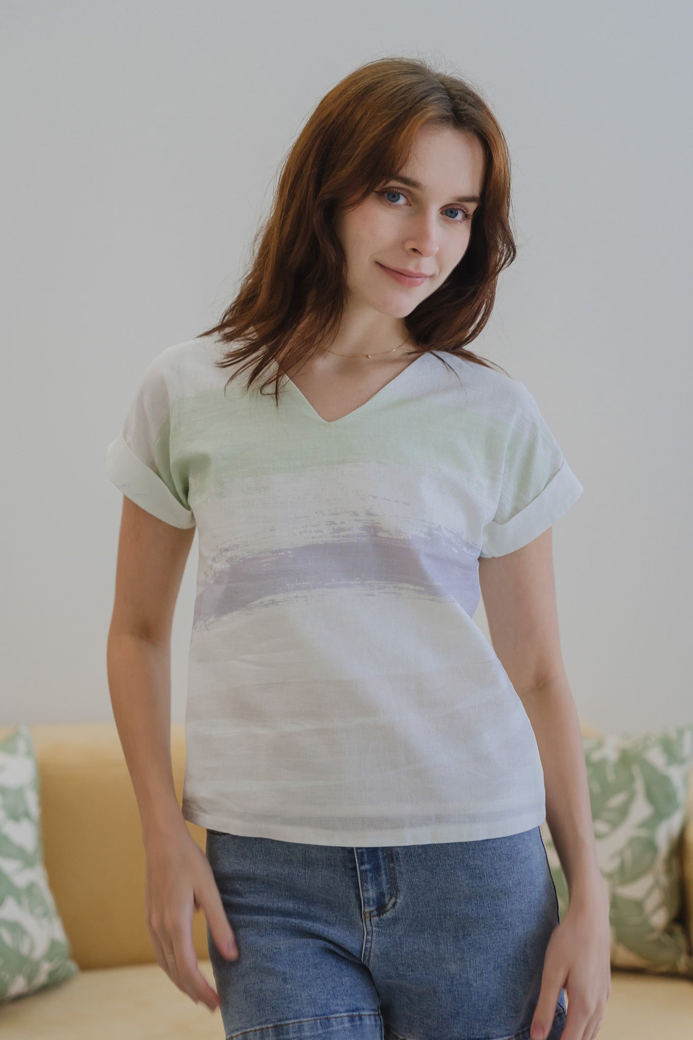 All In Good Time Cap Sleeve Two-Way Linen Blouse in Radiance