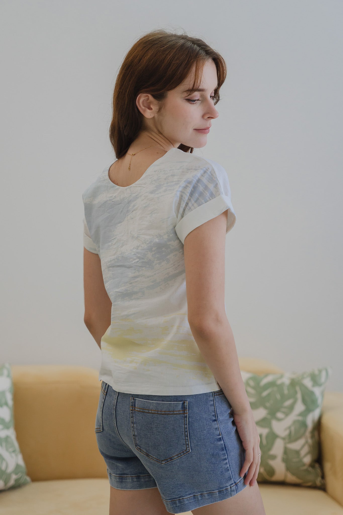 All In Good Time Cap Sleeve Two-Way Linen Blouse in Radiance