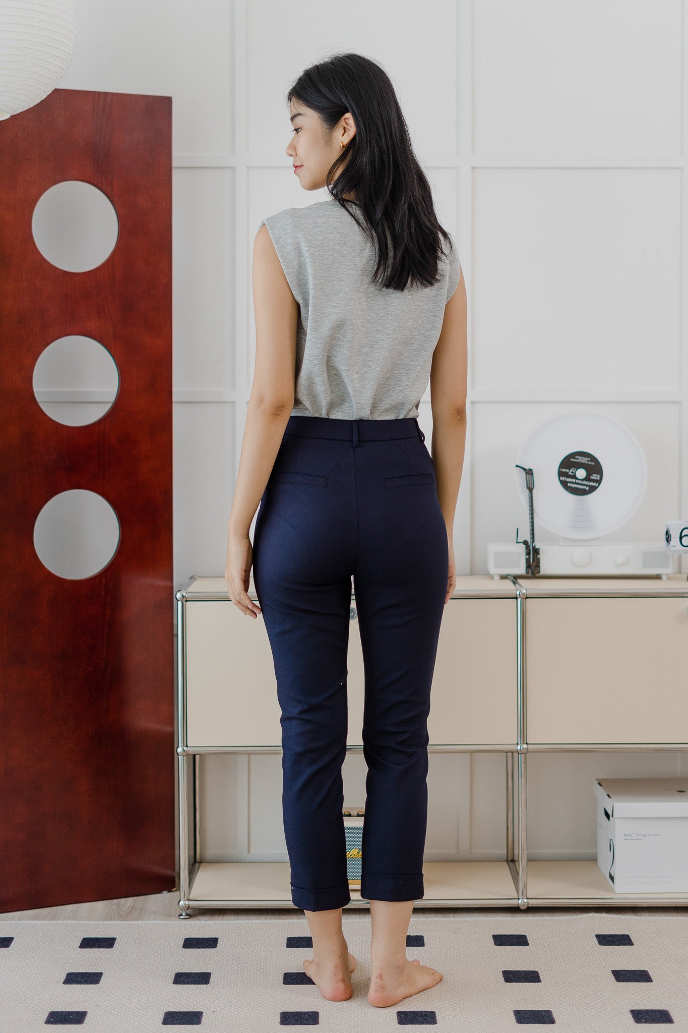 Ariel Cuffed Work Pants in Navy