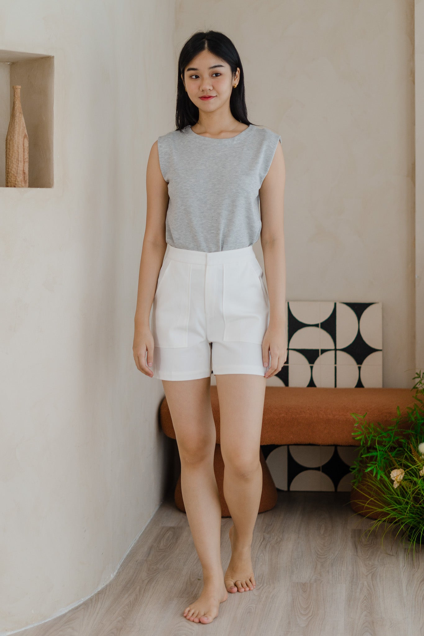 Core Essentials Patch Pocket Shorts in White