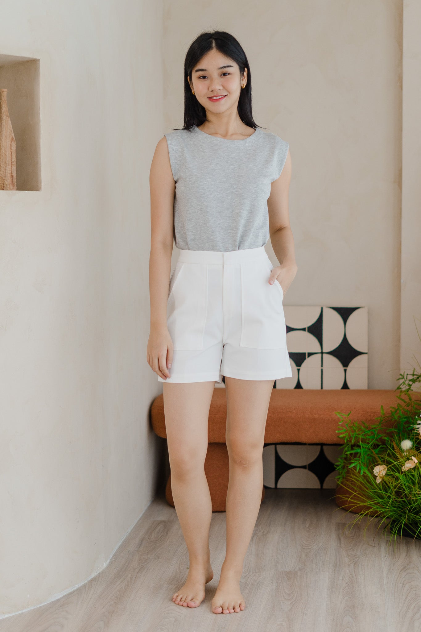 Core Essentials Patch Pocket Shorts in White