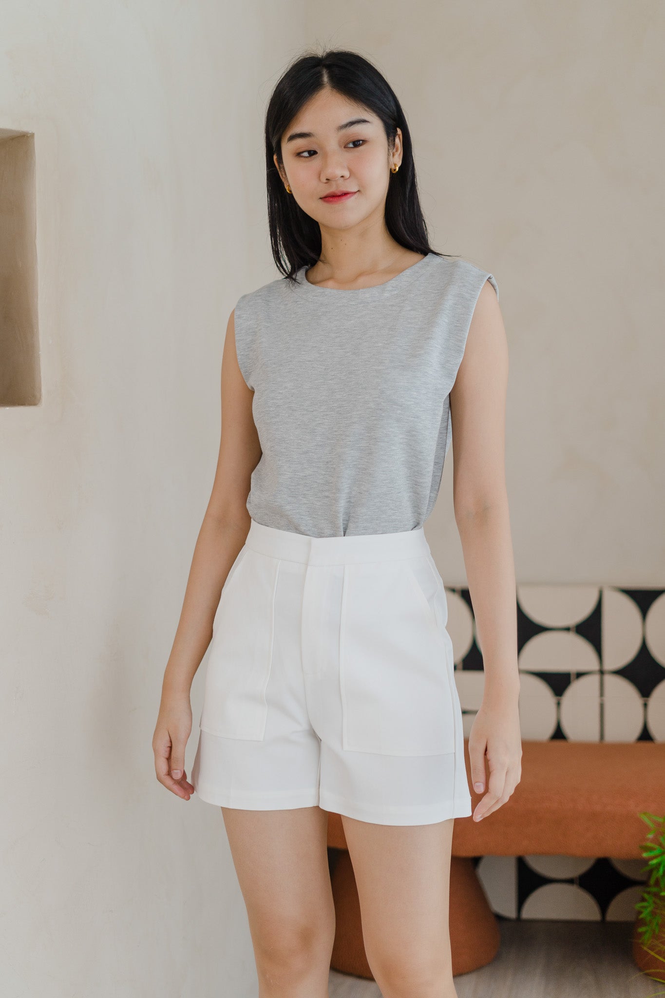 Core Essentials Patch Pocket Shorts in White
