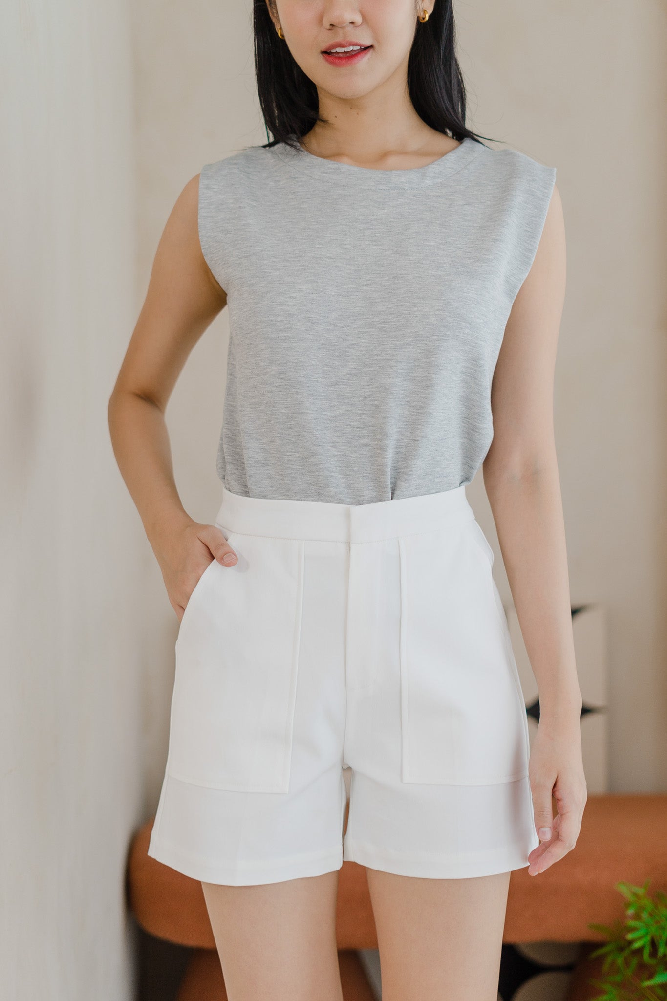 Core Essentials Patch Pocket Shorts in White
