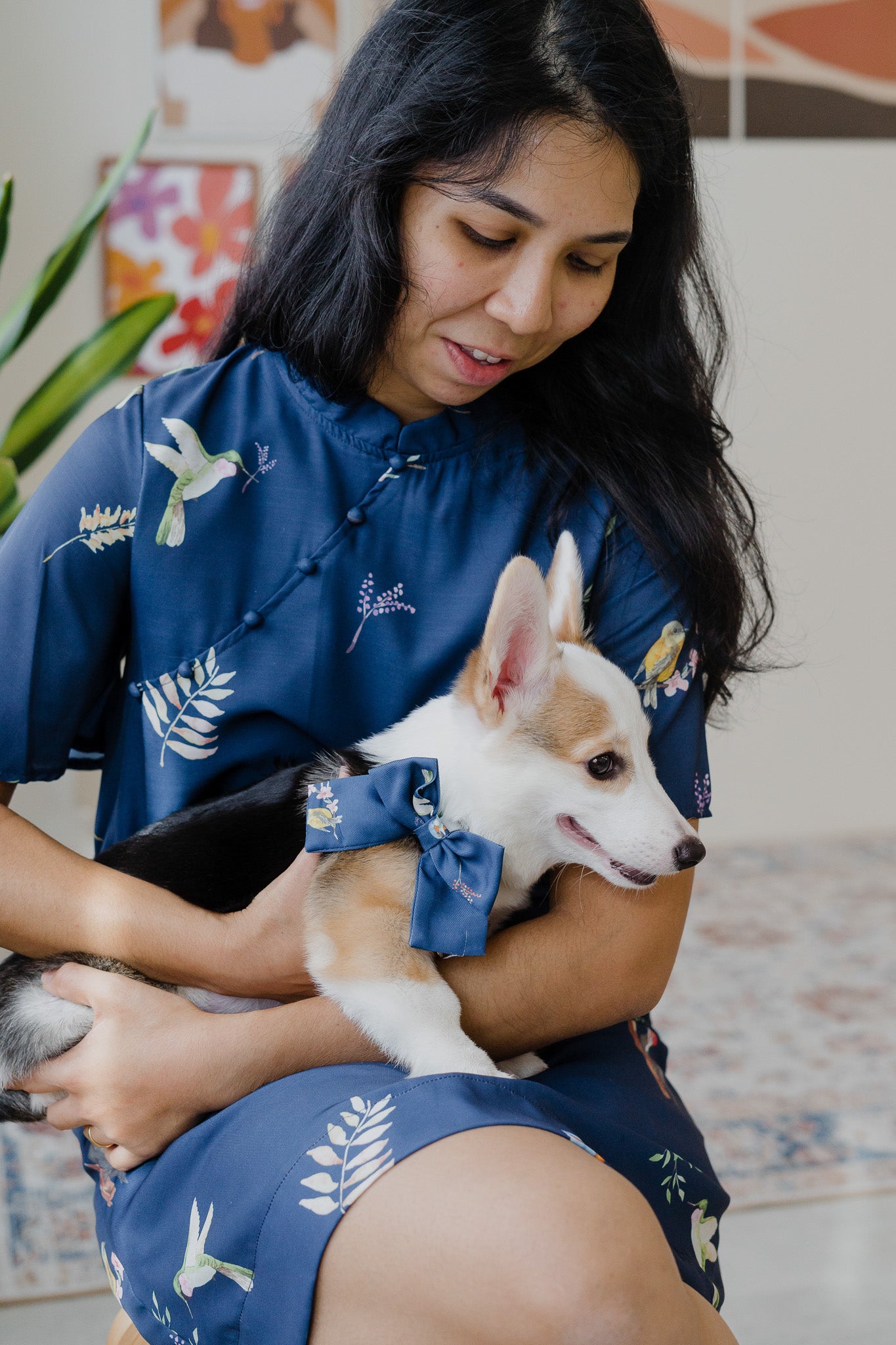 Birds Of Paradise Pet Bow in Heron