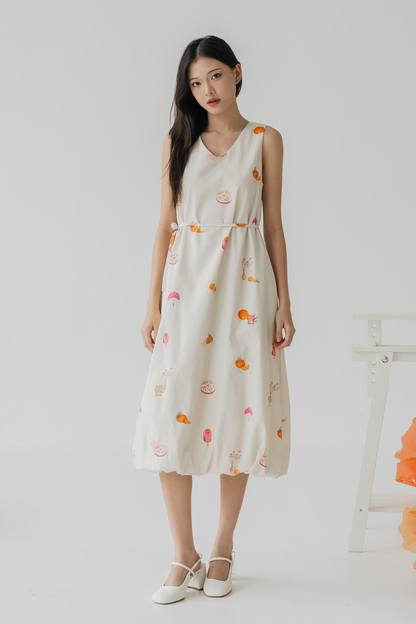 Sweet Savoury Spring Bubble Hem Dress in Marigold