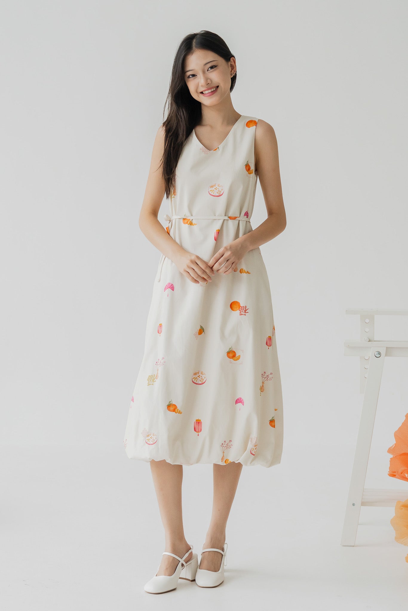 Sweet Savoury Spring Bubble Hem Dress in Marigold