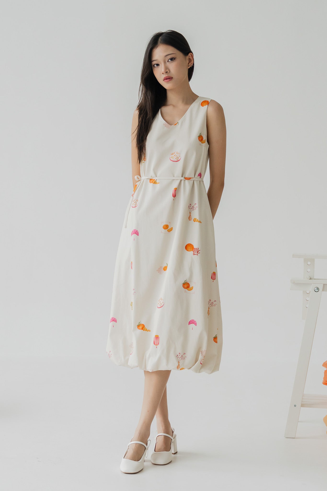 Sweet Savoury Spring Bubble Hem Dress in Marigold