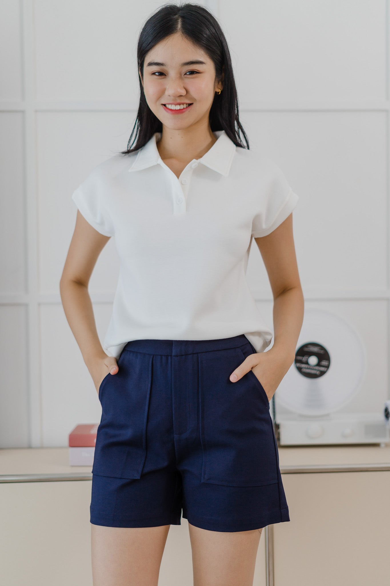 Core Essentials Patch Pocket Shorts in Navy