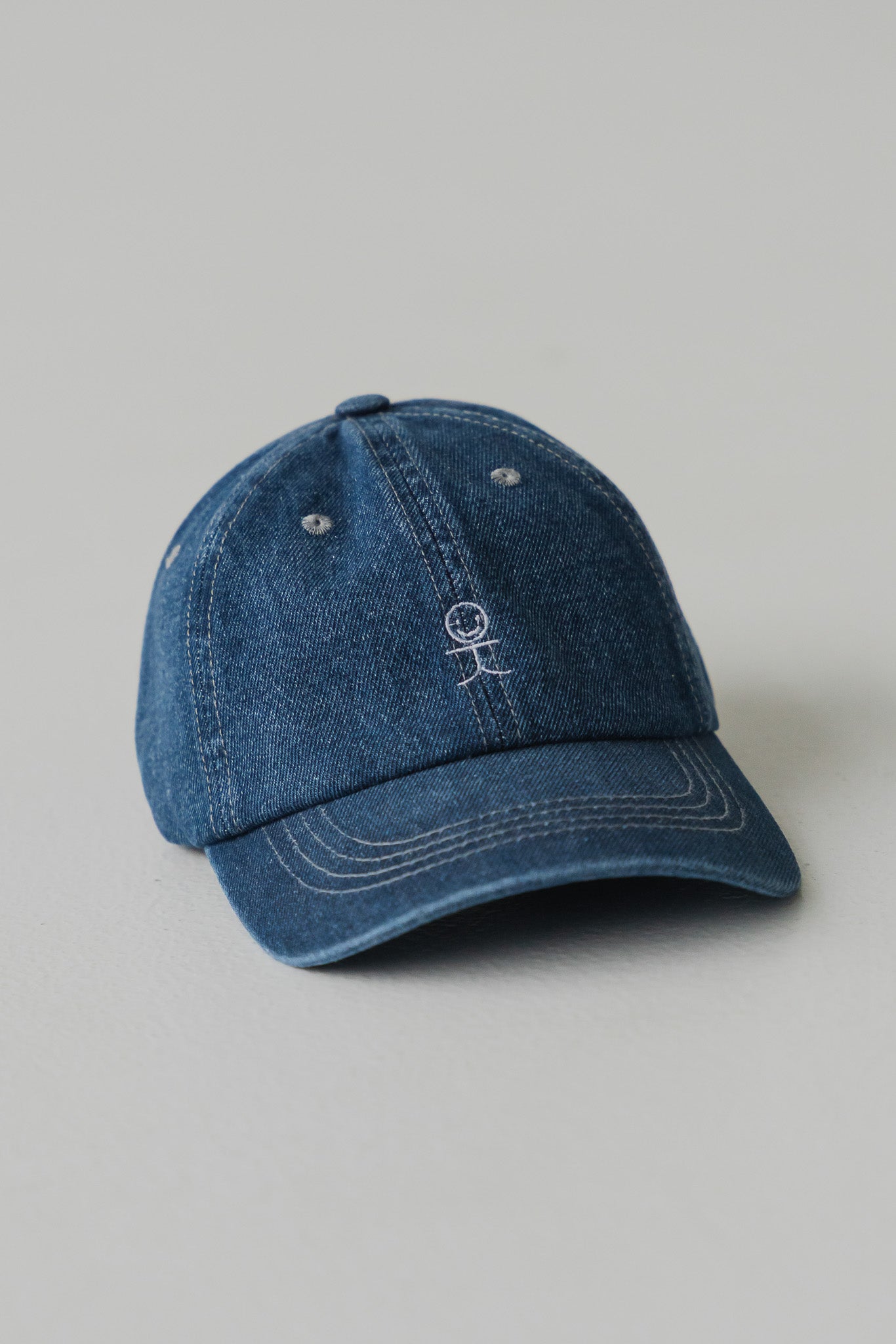 Smiley Logo Denim Cap in Dark Wash