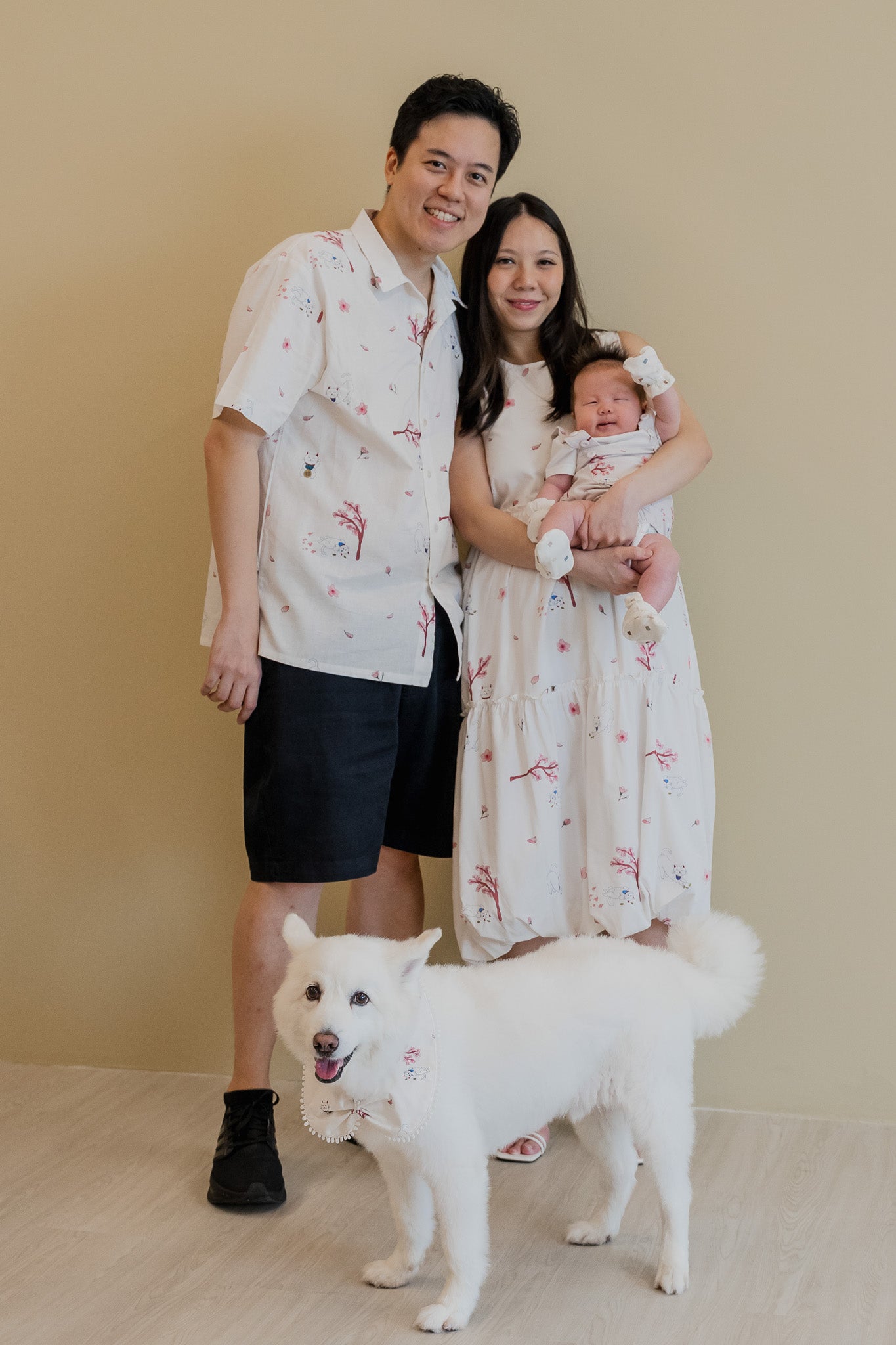 Fortune In Bloom Baby Romper in Kinako