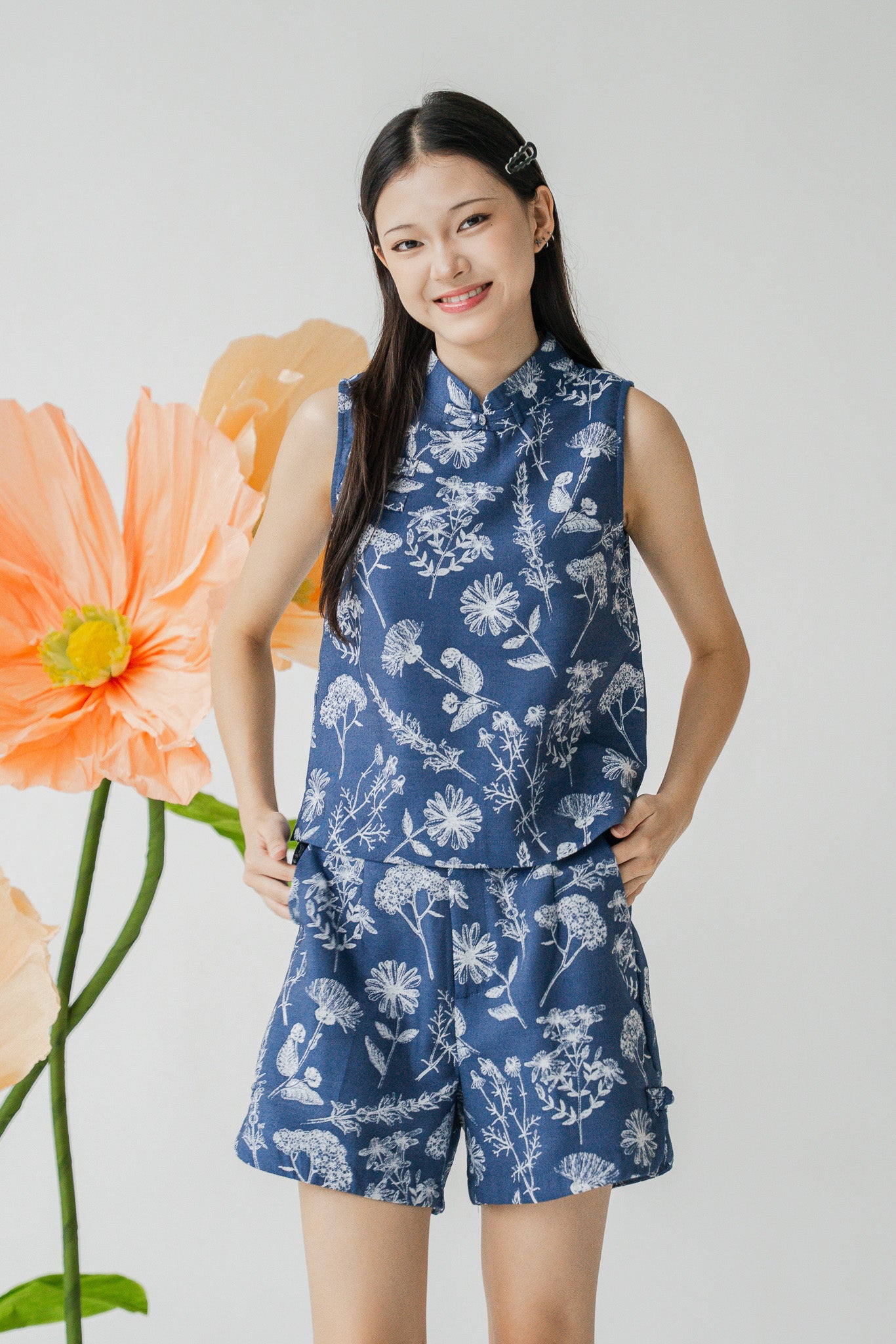 Spring Radiance Sleeveless Mandarin Blouse