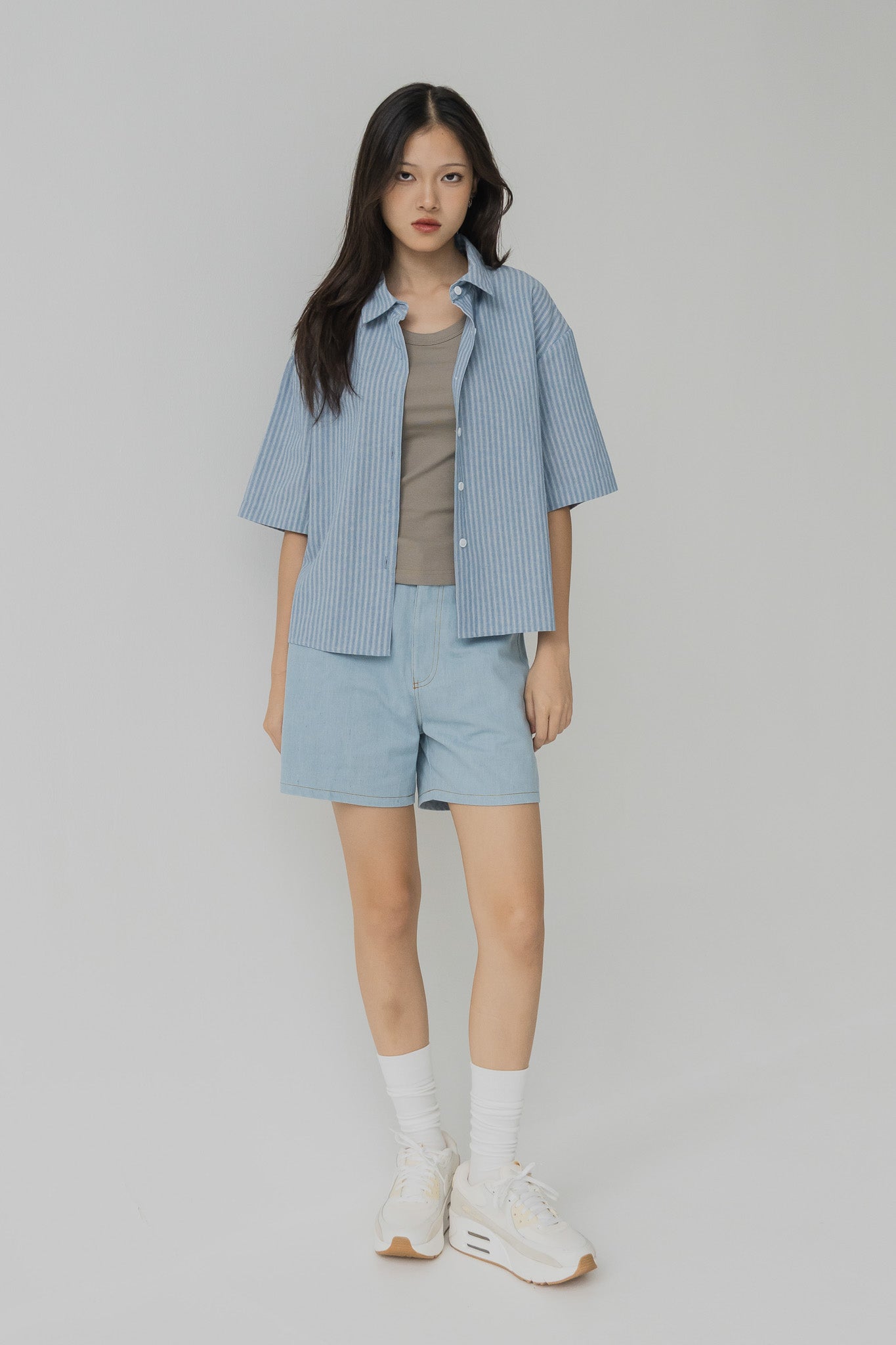Off-duty Linen Striped Shirt in Blue