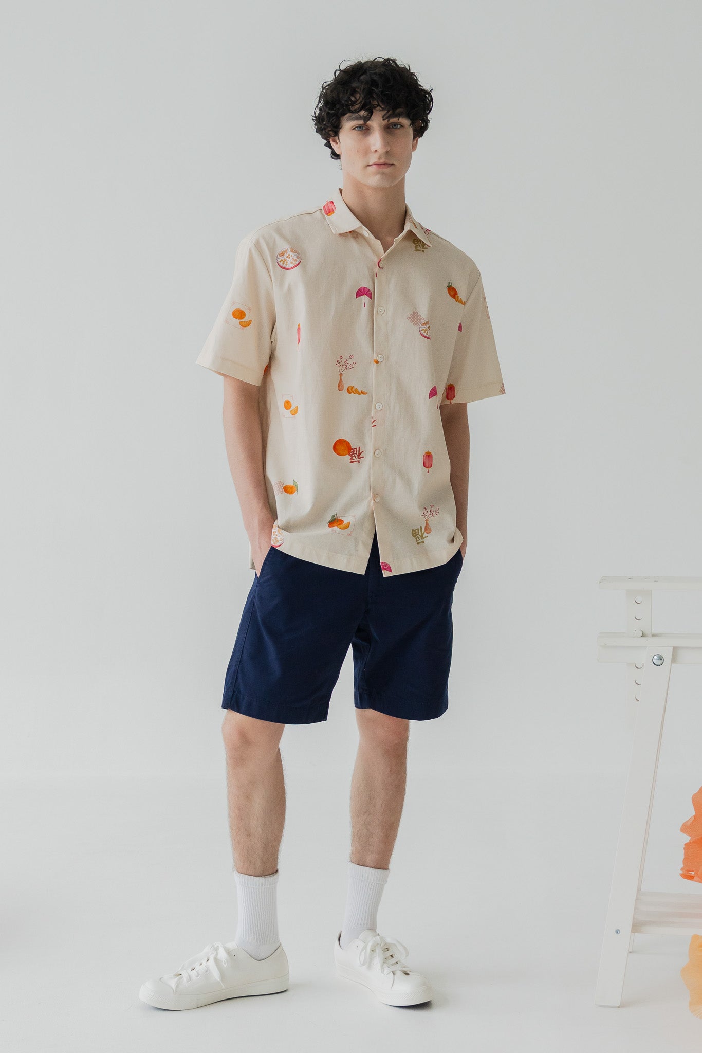 Sweet Savoury Spring Men's Linen Shirt in Marigold